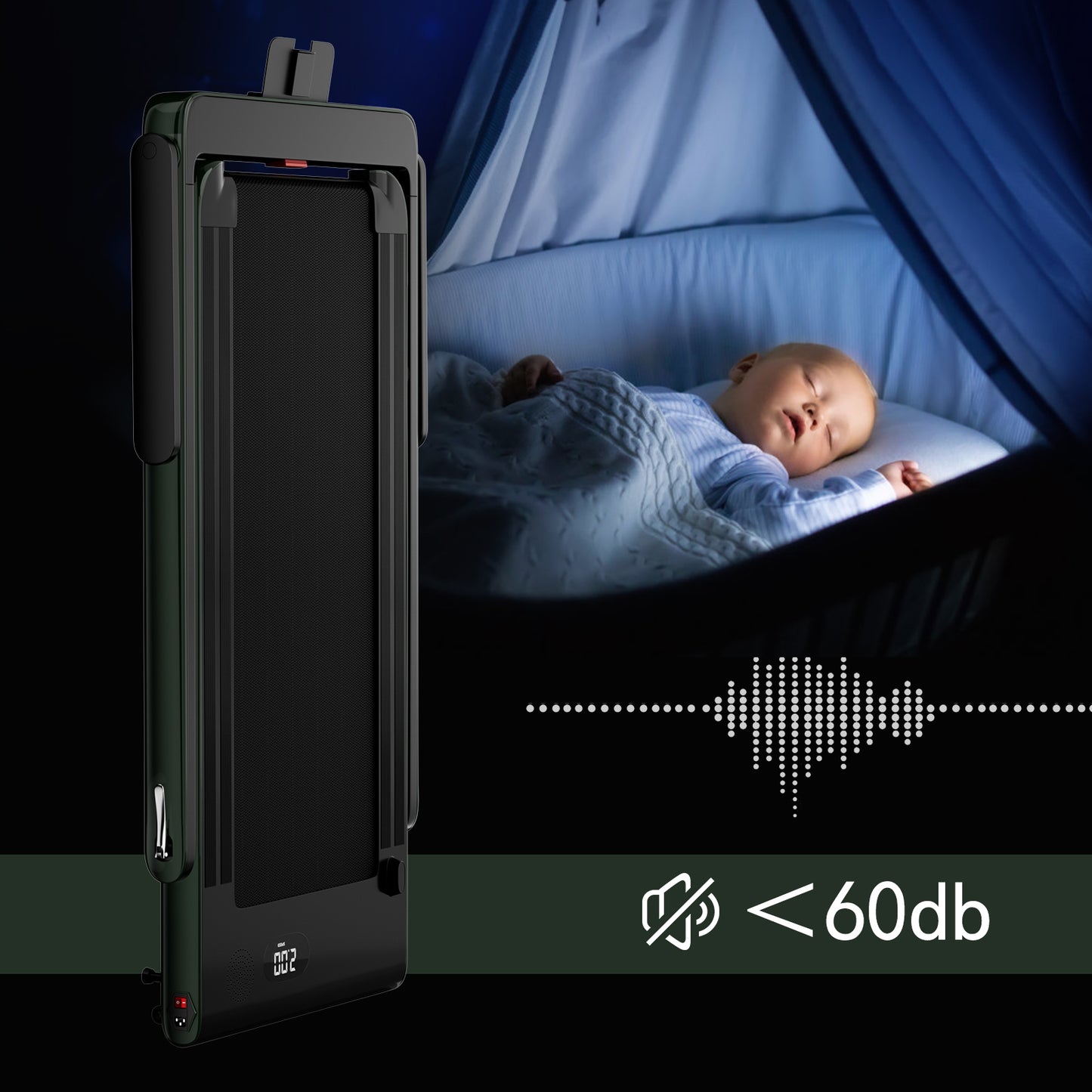 2.25HP 2 in 1 Folding Treadmill with APP Speaker Remote Control-Green Kids Crystal