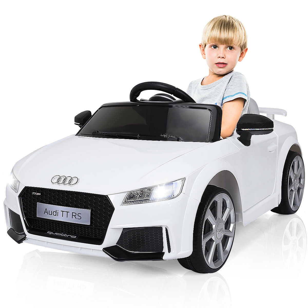 12V Kids Electric Ride on Car with Remote Control and Music Function-White