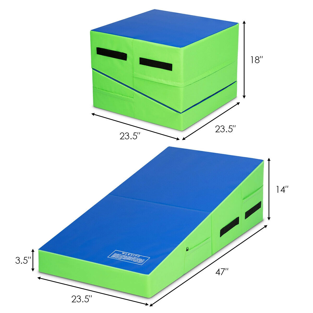 Folding Wedge Exercise Gymnastics Mat with Handles-Green Kids Crystal