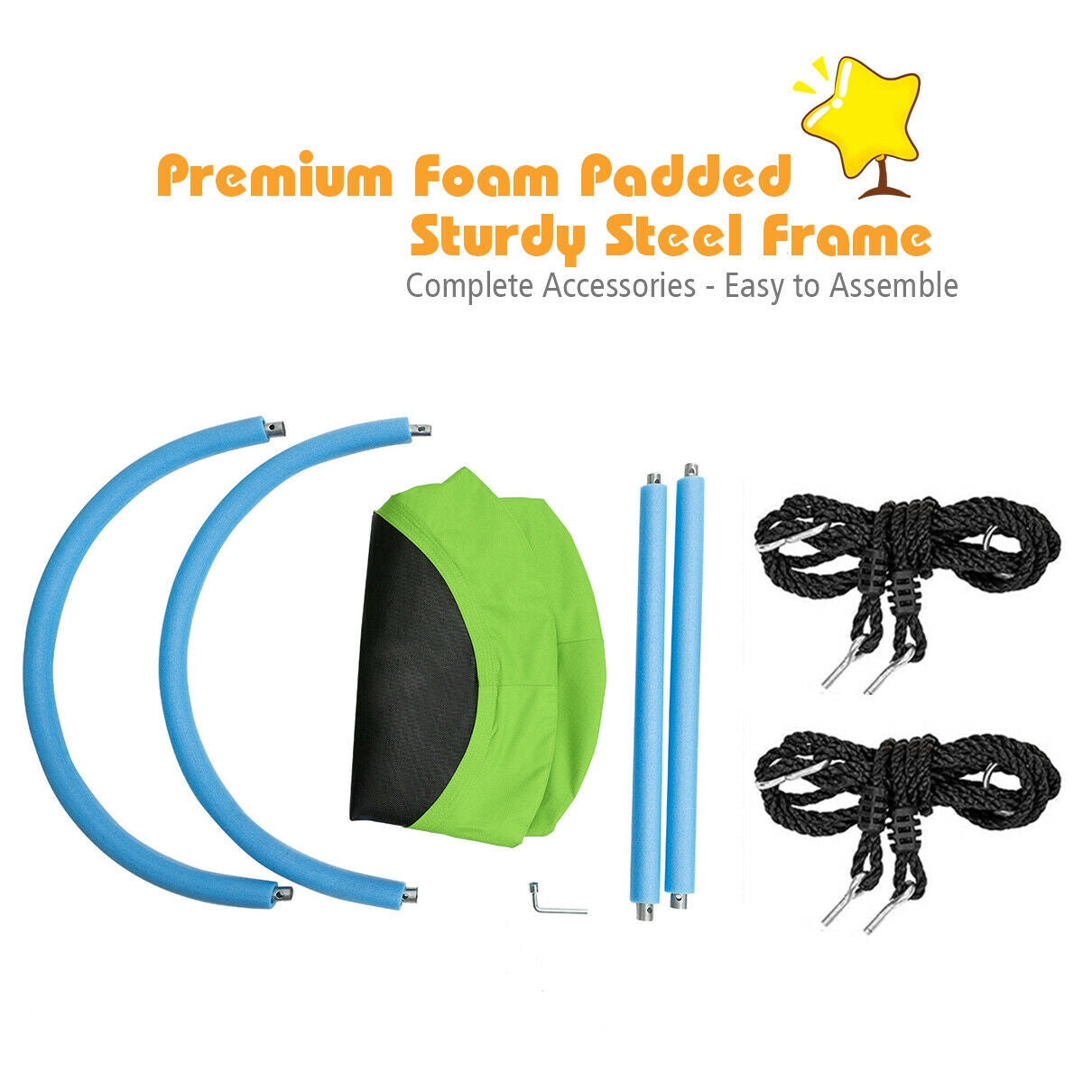 60 Inch Saucer Surf Outdoor Adjustable Swing Set-Green Kids Crystal