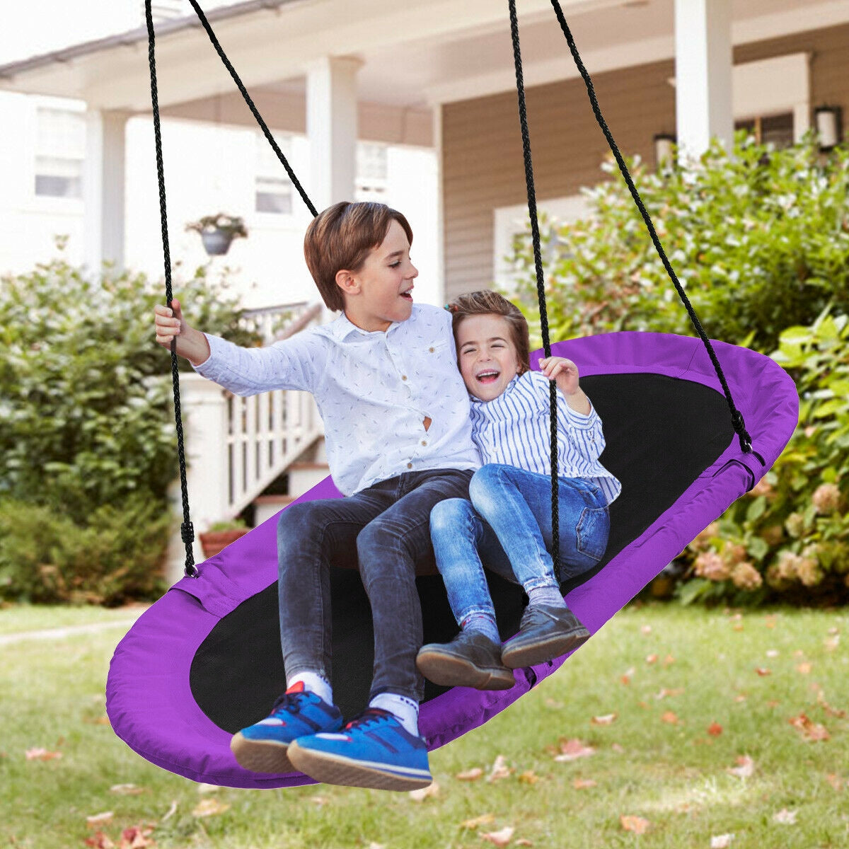 60 Inch Saucer Surf Outdoor Adjustable Swing Set-Purple Kids Crystal