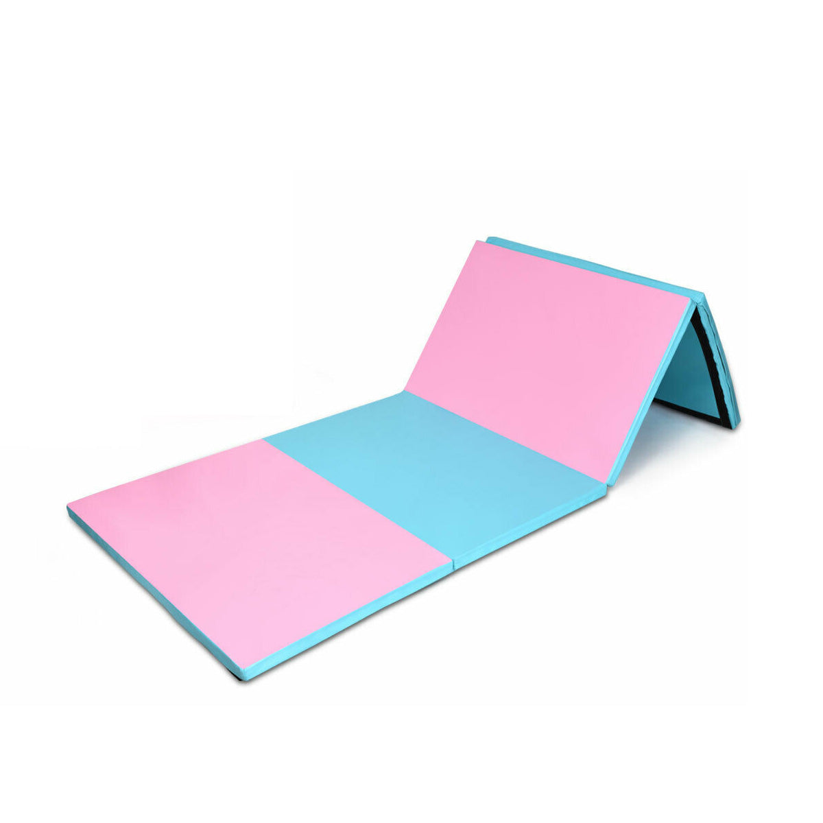 8 x 4 Feet Folding Gymnastics Tumbling Mat-Blue&Pink Kids Crystal