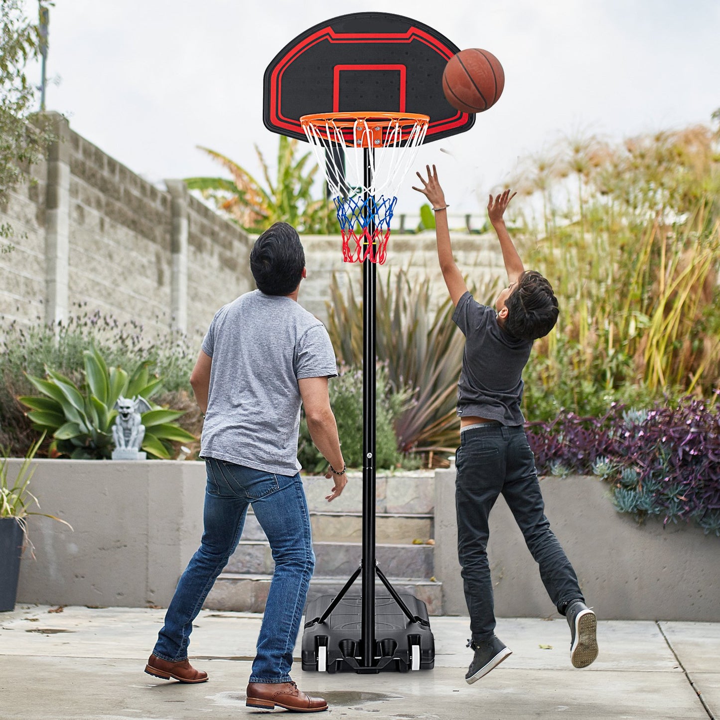 Adjustable Kids' Basketball Hoop Stand with Durable Net and Wheel Kids Crystal