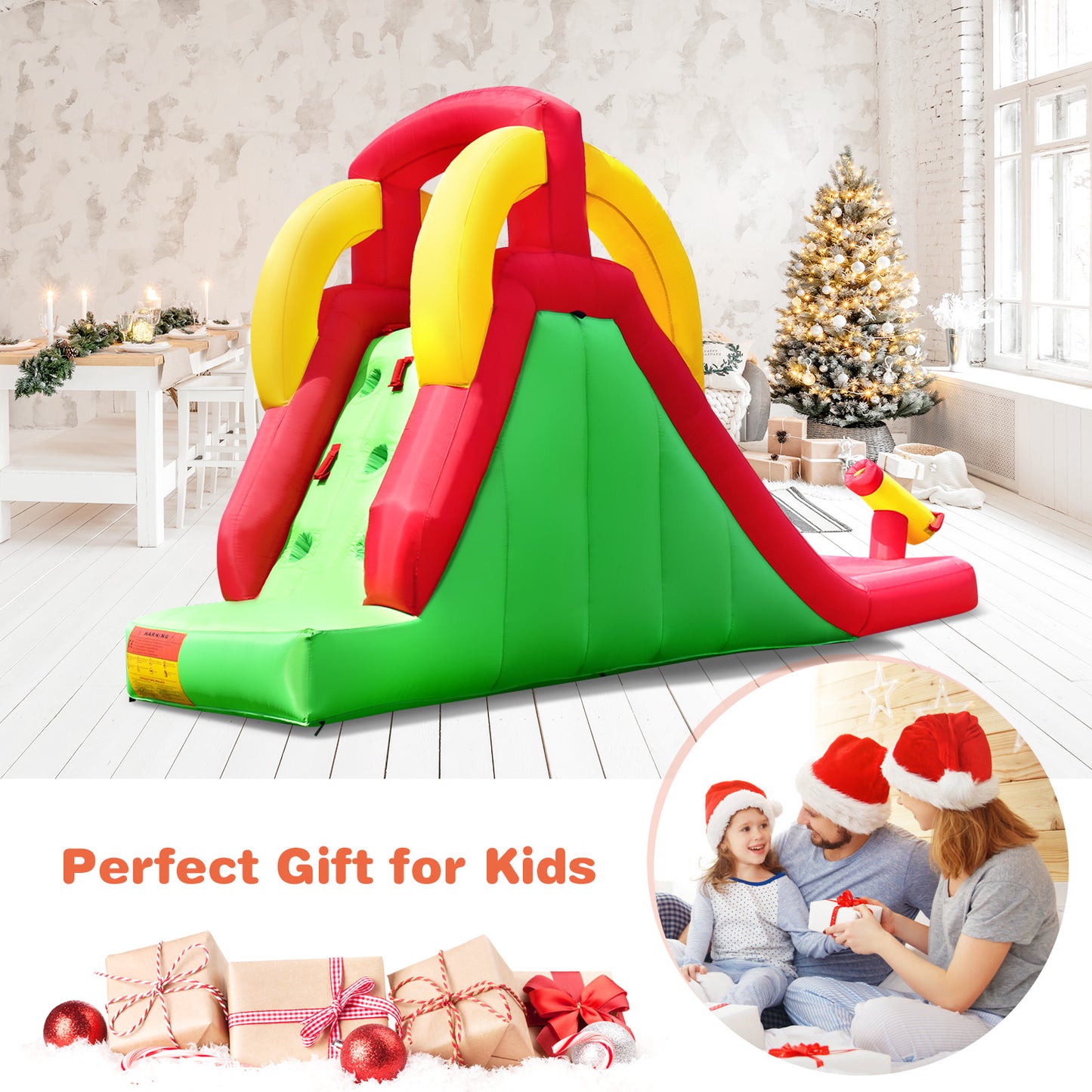 Inflatable Water Slide Bounce House with Climbing Wall and Jumper with 380W Blower