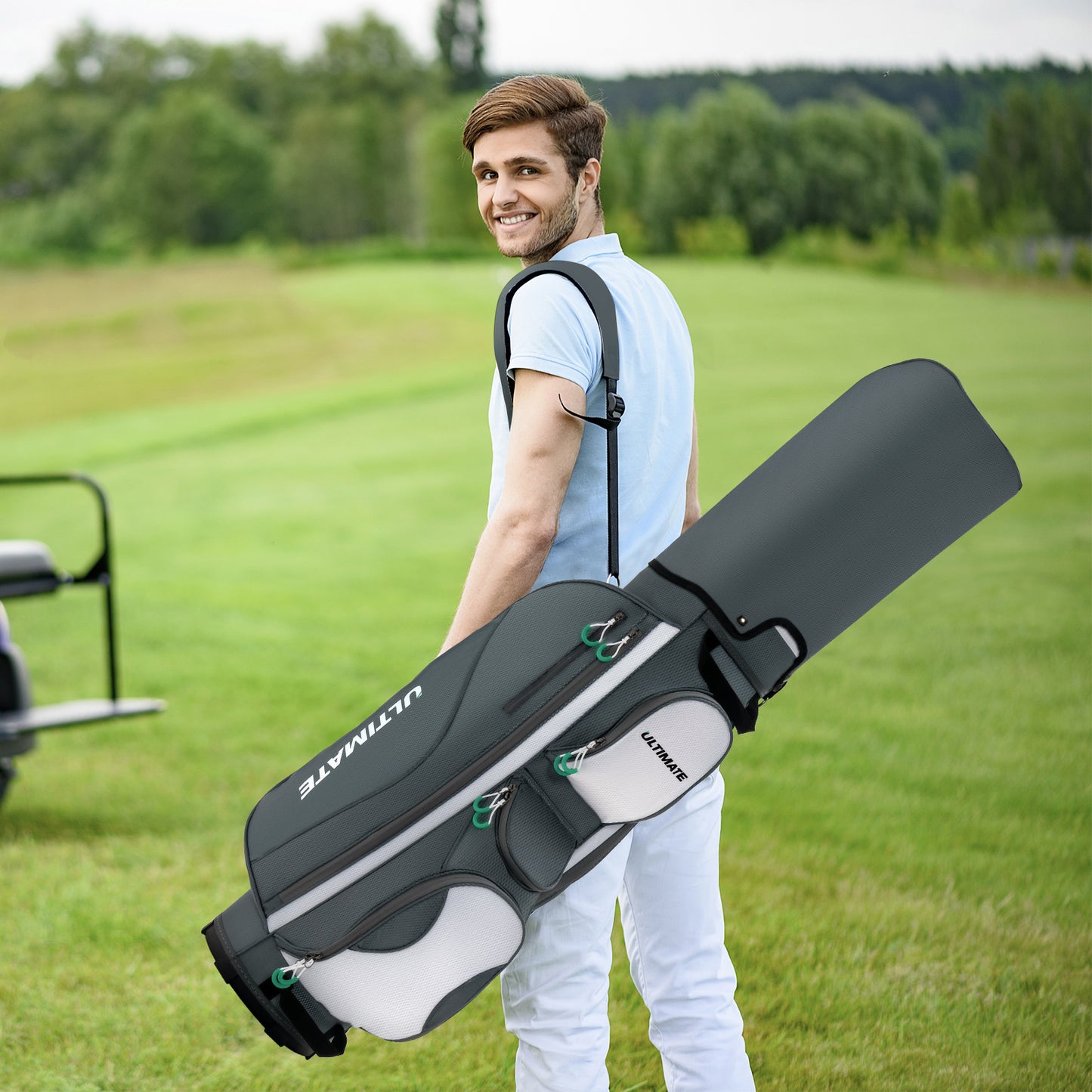 14 Dividers Golf Cart Bag with 7 Zippered Pocket Kids Crystal
