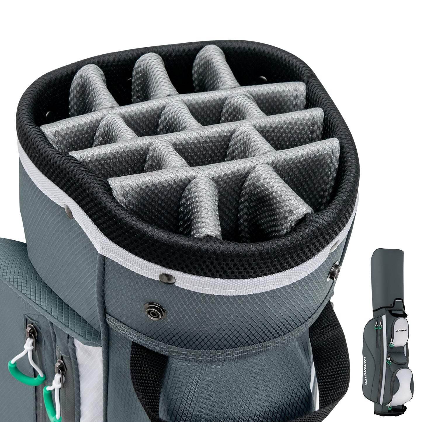 14 Dividers Golf Cart Bag with 7 Zippered Pocket Kids Crystal