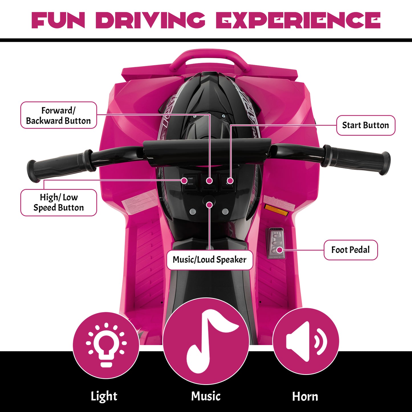 12V Kids Ride On ATV with High/Low Speed and Comfortable Seat