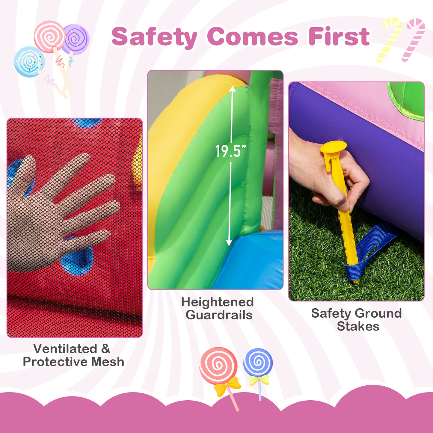 9-in-1 Inflatable Sweet Candy Water Slide Park Kids Crystal