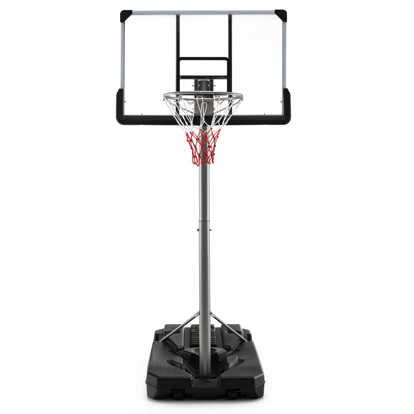 Basketball Hoop with 5.4-6.6FT Adjustable Height and 50 Inch Backboard-Black Kids Crystal