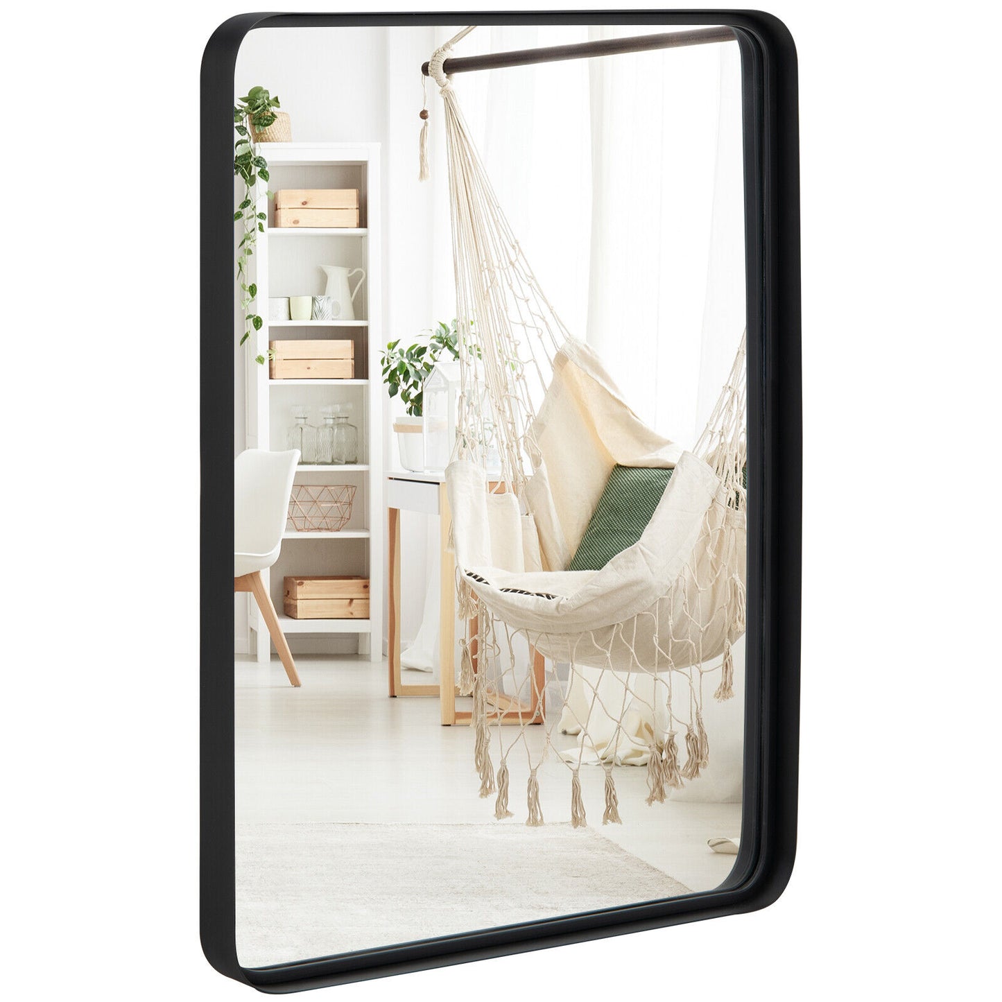 Rectangular Wall Mount Bathroom Mirror with Solid Steel Frame-M Kids Crystal