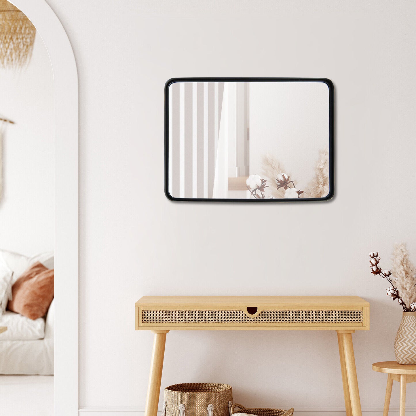 Rectangular Wall Mount Bathroom Mirror with Solid Steel Frame-M Kids Crystal