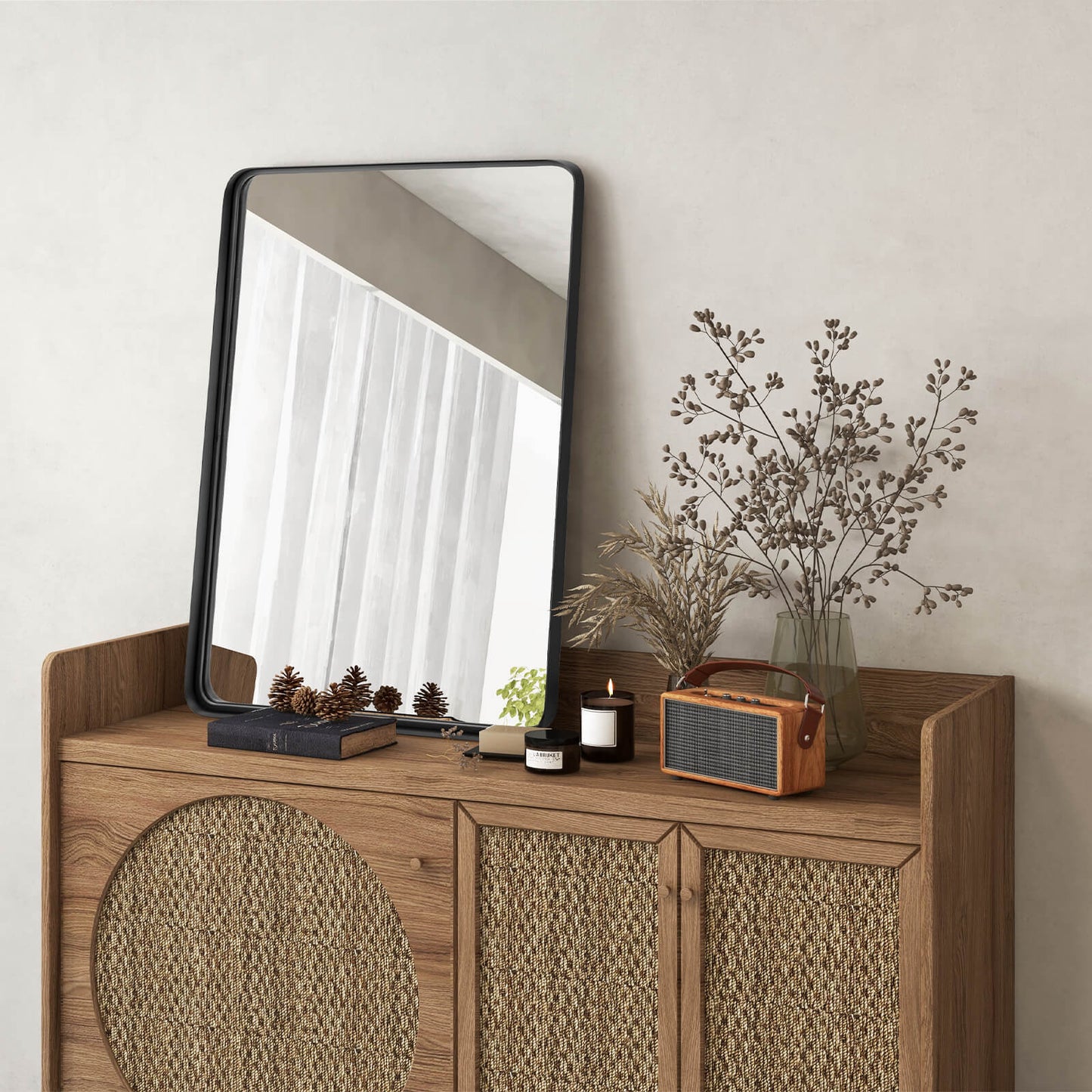 Rectangular Wall Mount Bathroom Mirror with Solid Steel Frame-M Kids Crystal