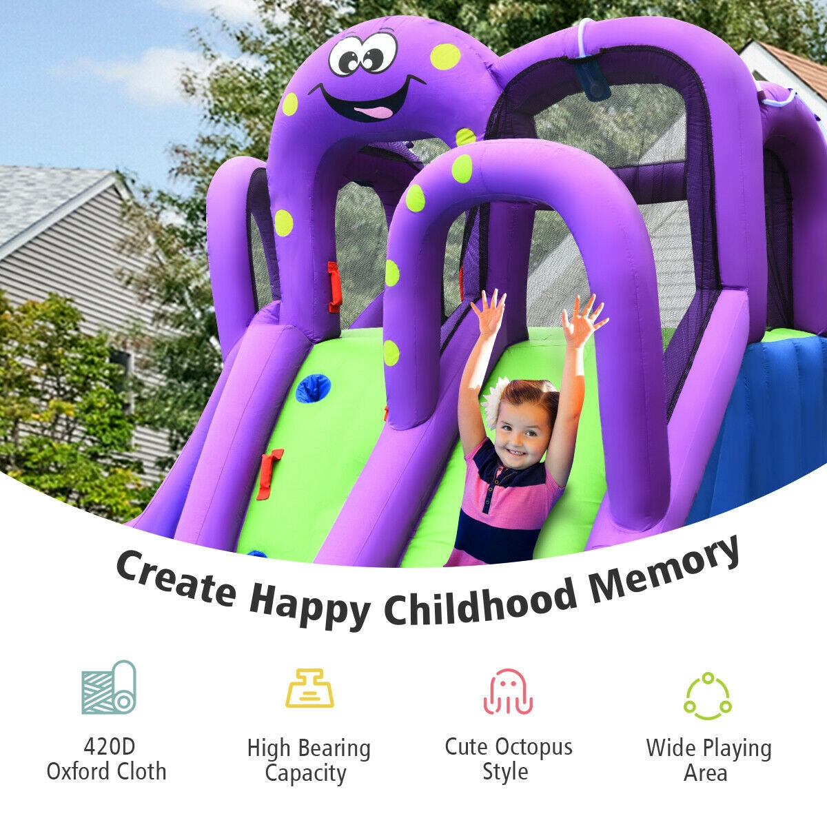 Inflatable Water Park Mighty Bounce House with Pool Kids Crystal