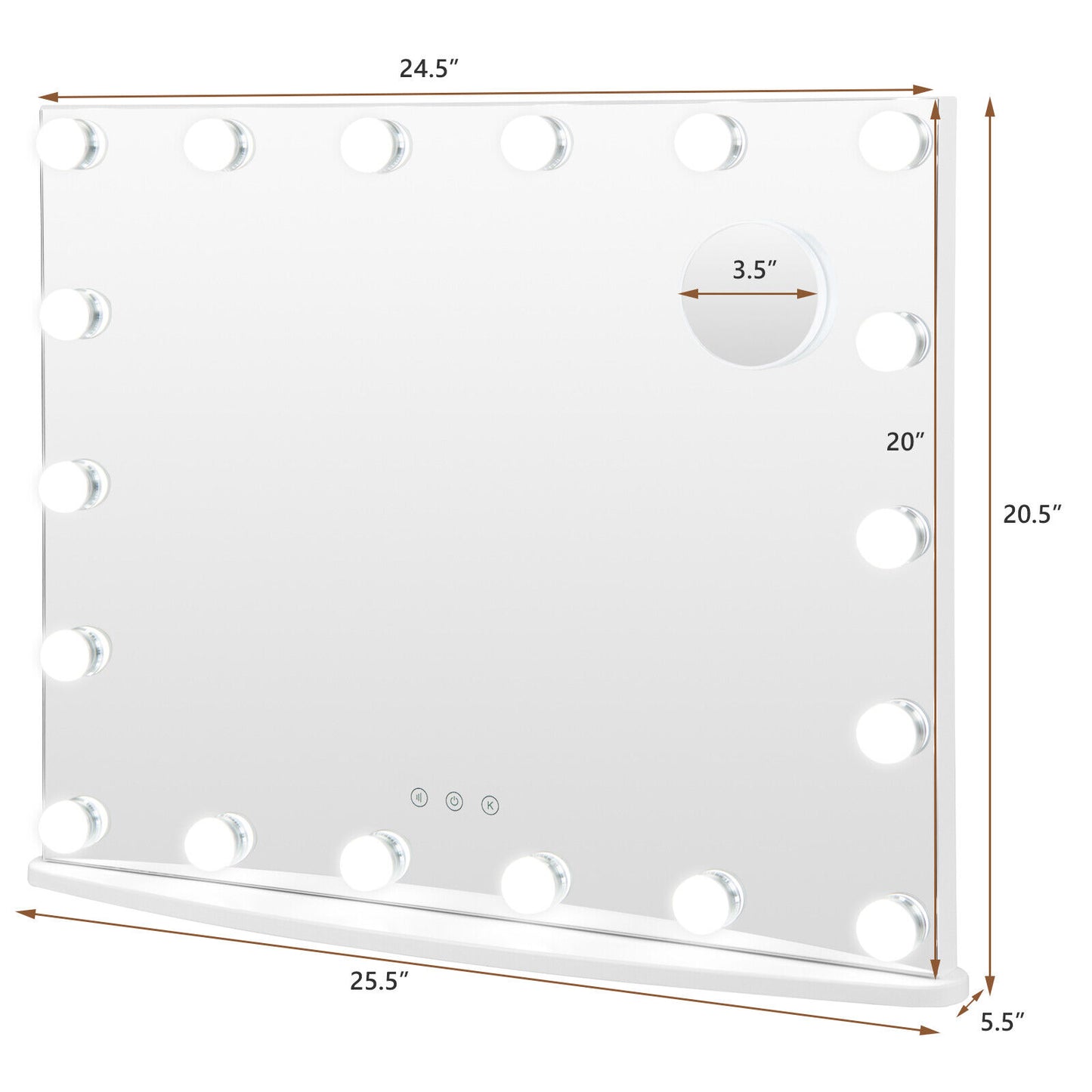 Vanity Mirror with 18 Dimmable LED Bulbs and 3 Color Lighting Modes-White Kids Crystal