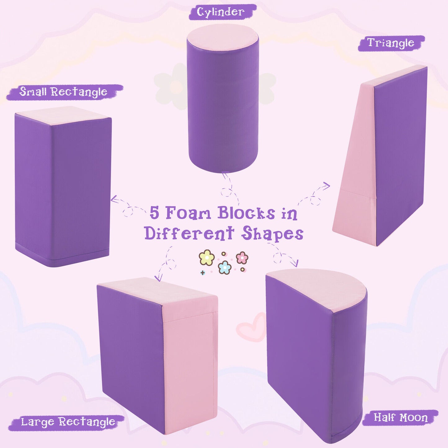 5-Piece Kids Climb and Crawl Activity Playset-Purple Kids Crystal