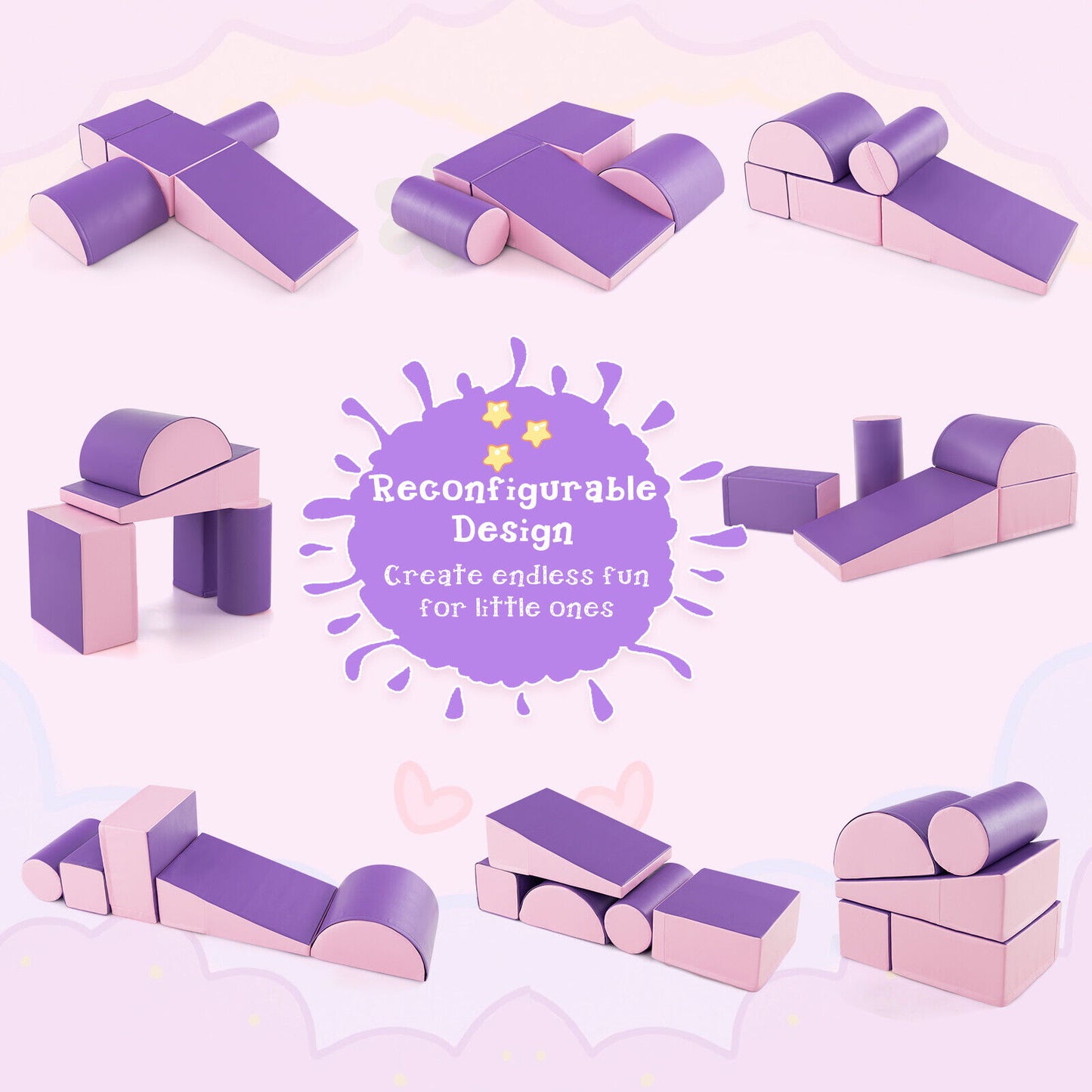 5-Piece Kids Climb and Crawl Activity Playset-Purple Kids Crystal