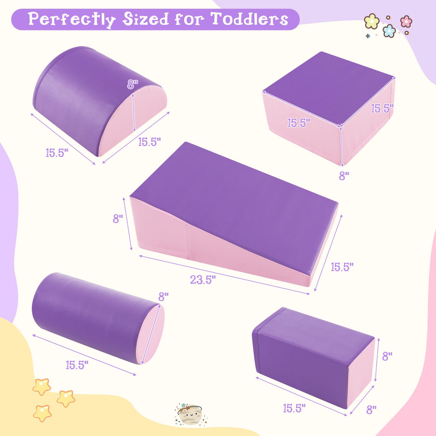 5-Piece Kids Climb and Crawl Activity Playset-Purple Kids Crystal