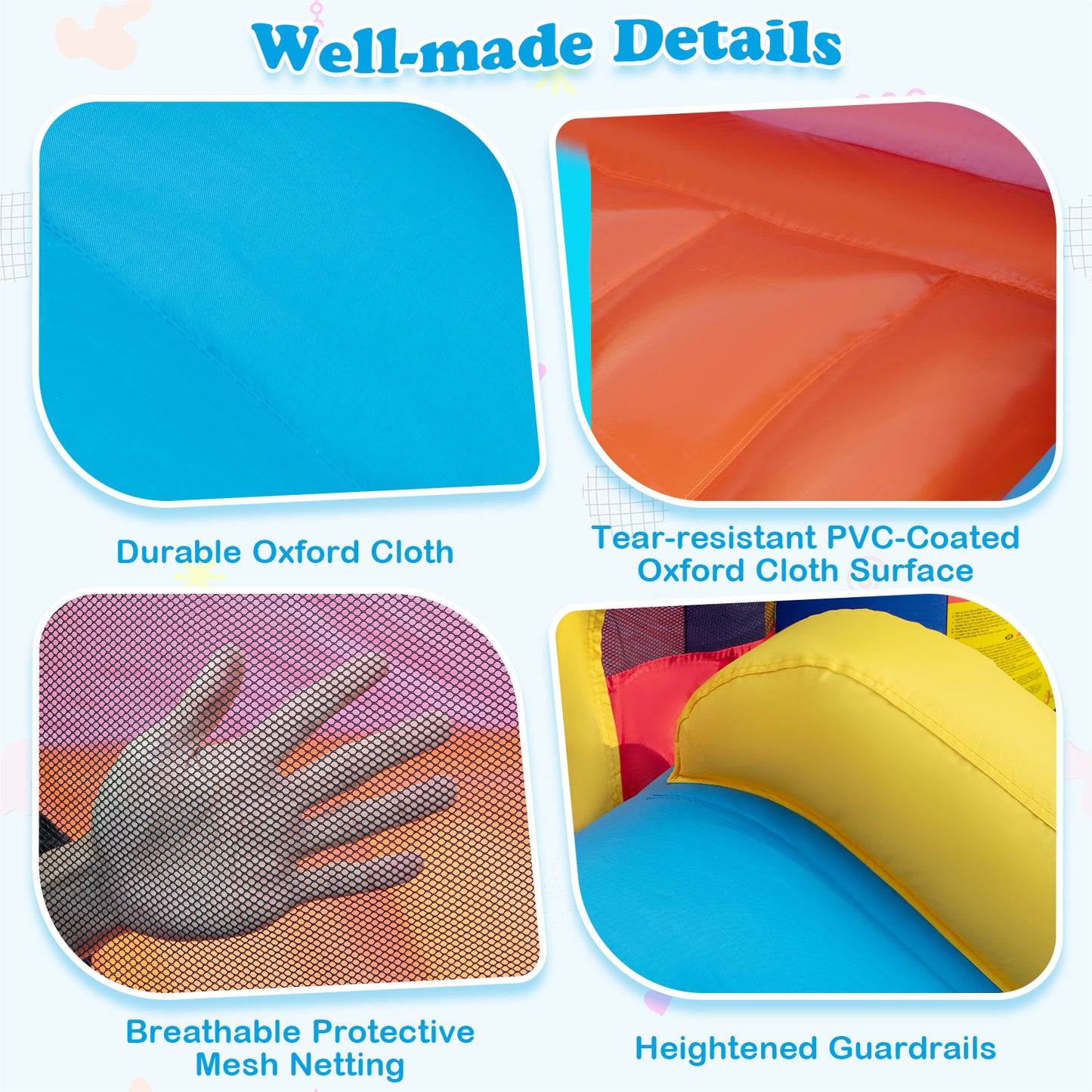 4-in-1 Jigsaw Theme Inflatable Bounce House with 480W Blower Kids Crystal