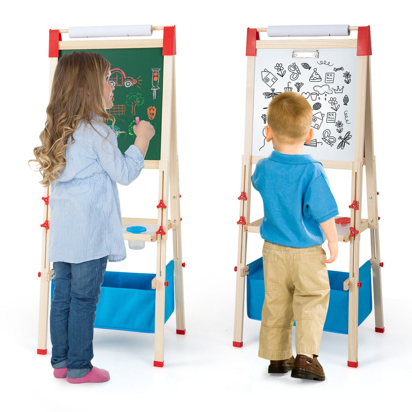 3-in-1 Double-Sided Adjustable Kid Easel for 3-8 Years Old Toddlers Kids Crystal
