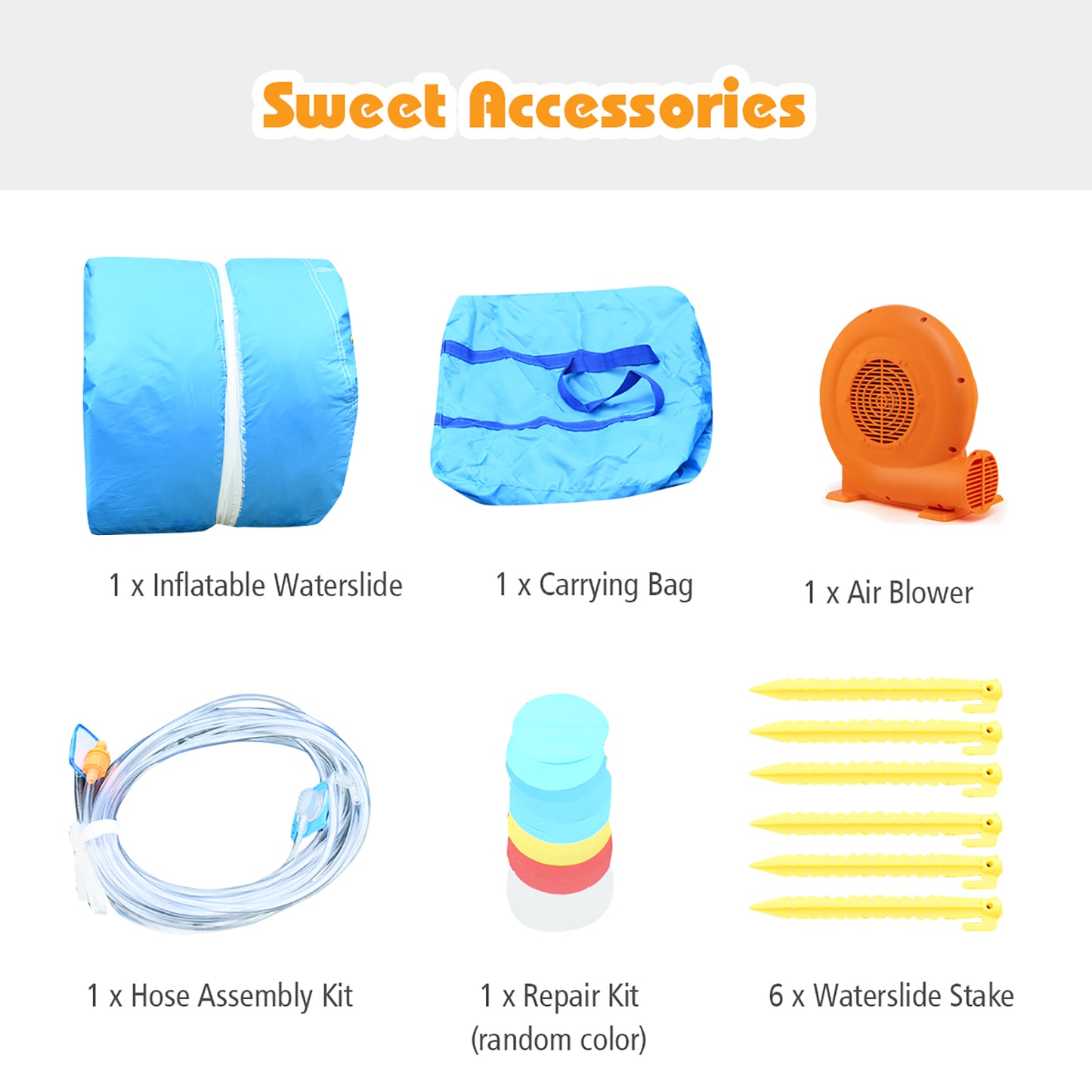 Inflatable Water Slide Bounce House with Water Cannon with 680W Blower Kids Crystal