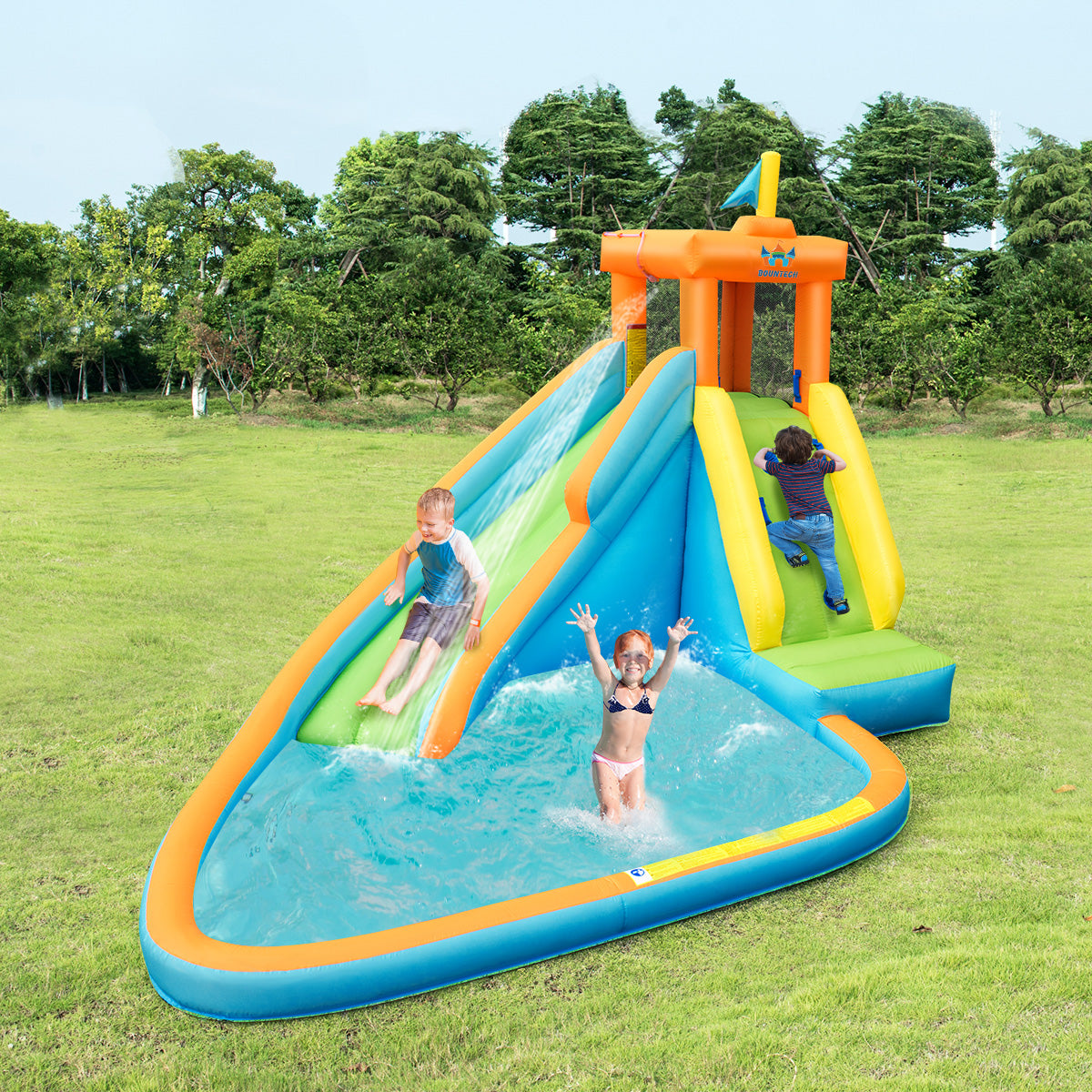 Inflatable Water Slide Kids Bounce House with 680W Blower