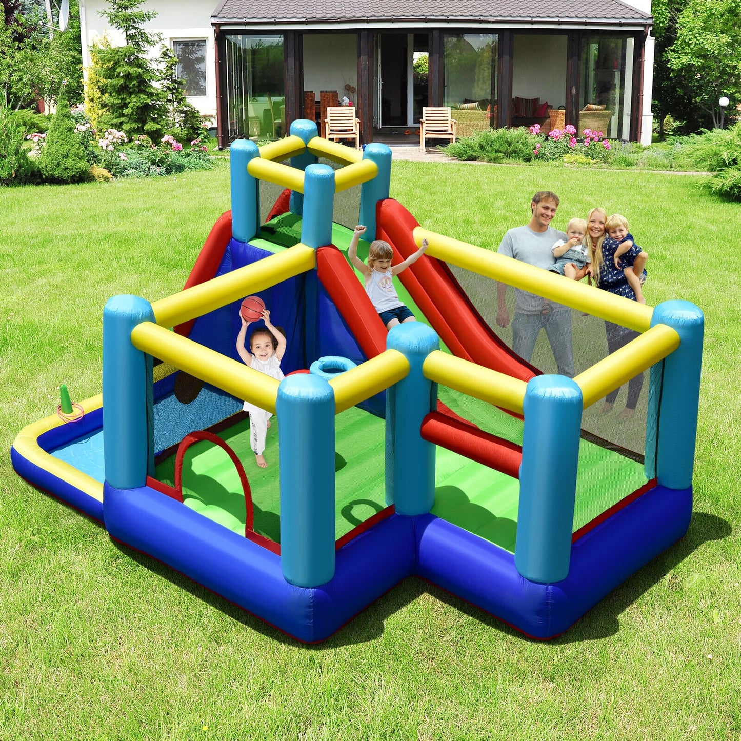 Inflatable Bounce House with 735W Blower Kids Crystal