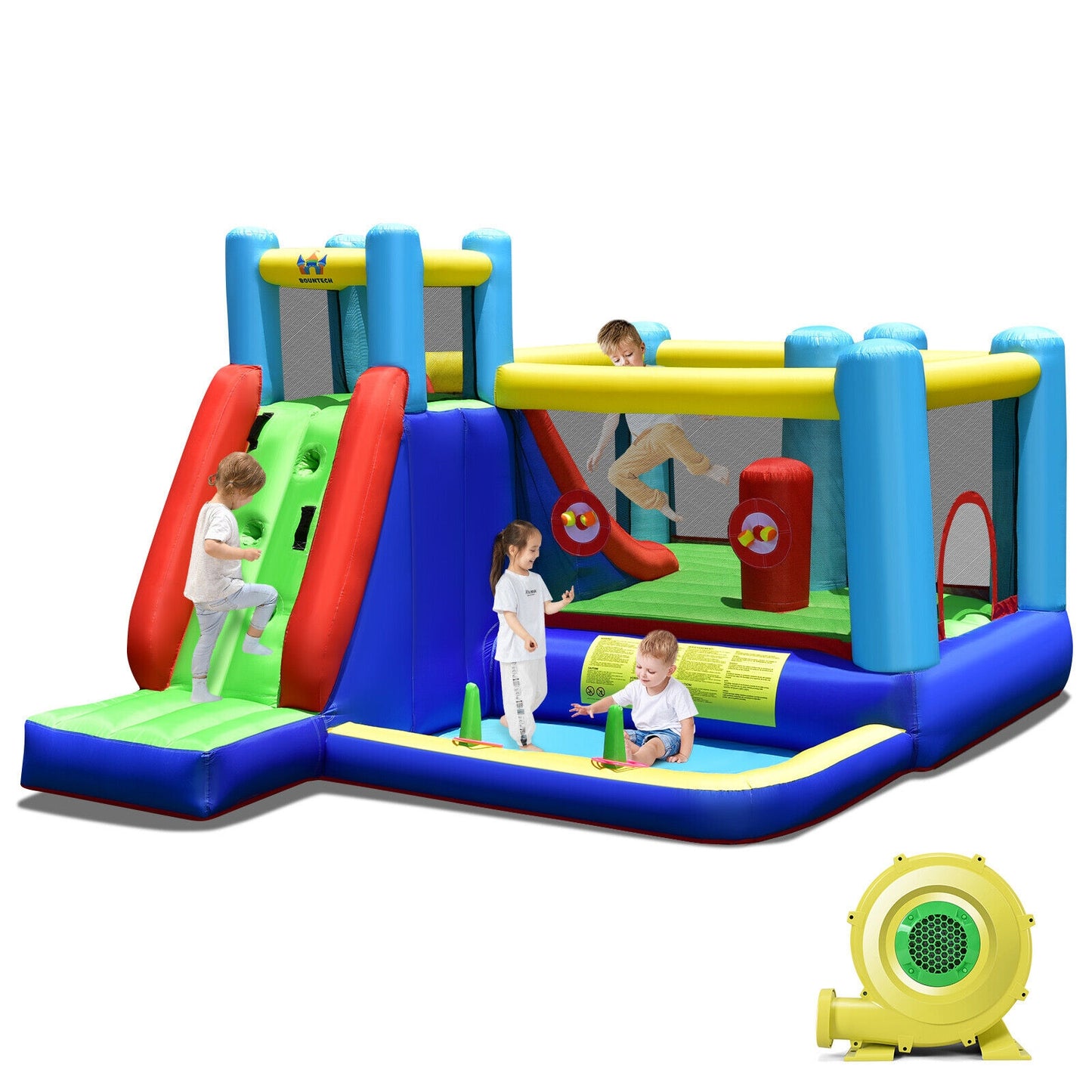 Inflatable Bounce House with 735W Blower Kids Crystal