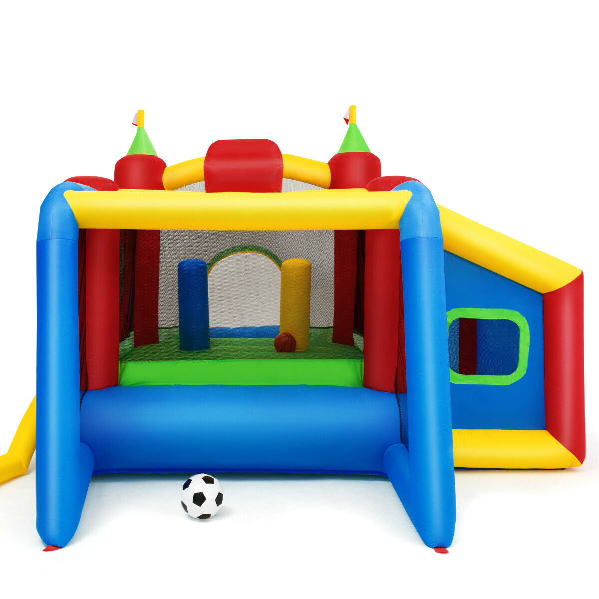 7-in-1 Kids Inflatable Bounce House with Ocean Balls and 480W Blower Kids Crystal