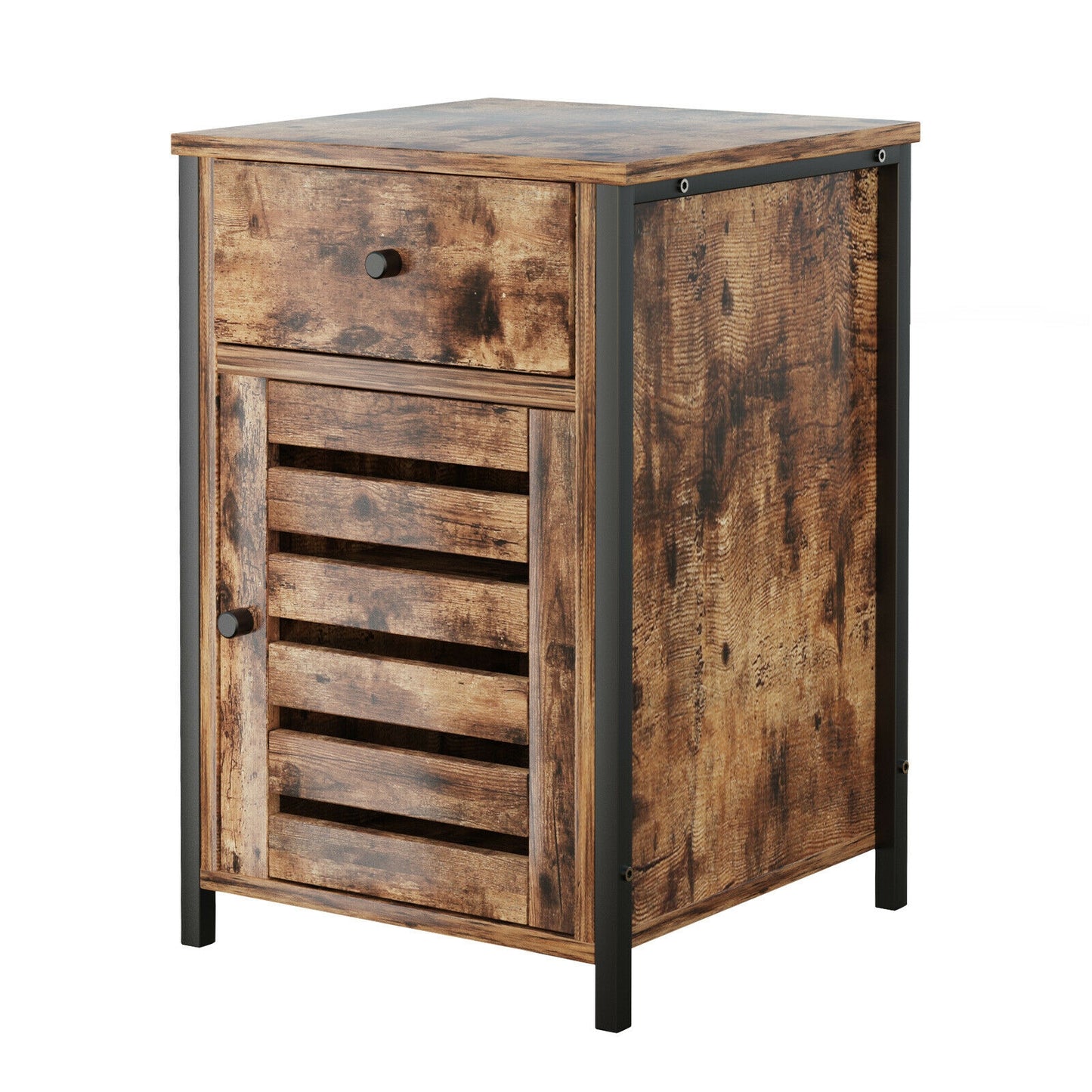 Industrial Nightstand with Drawer and Adjustable Shelf Kids Crystal