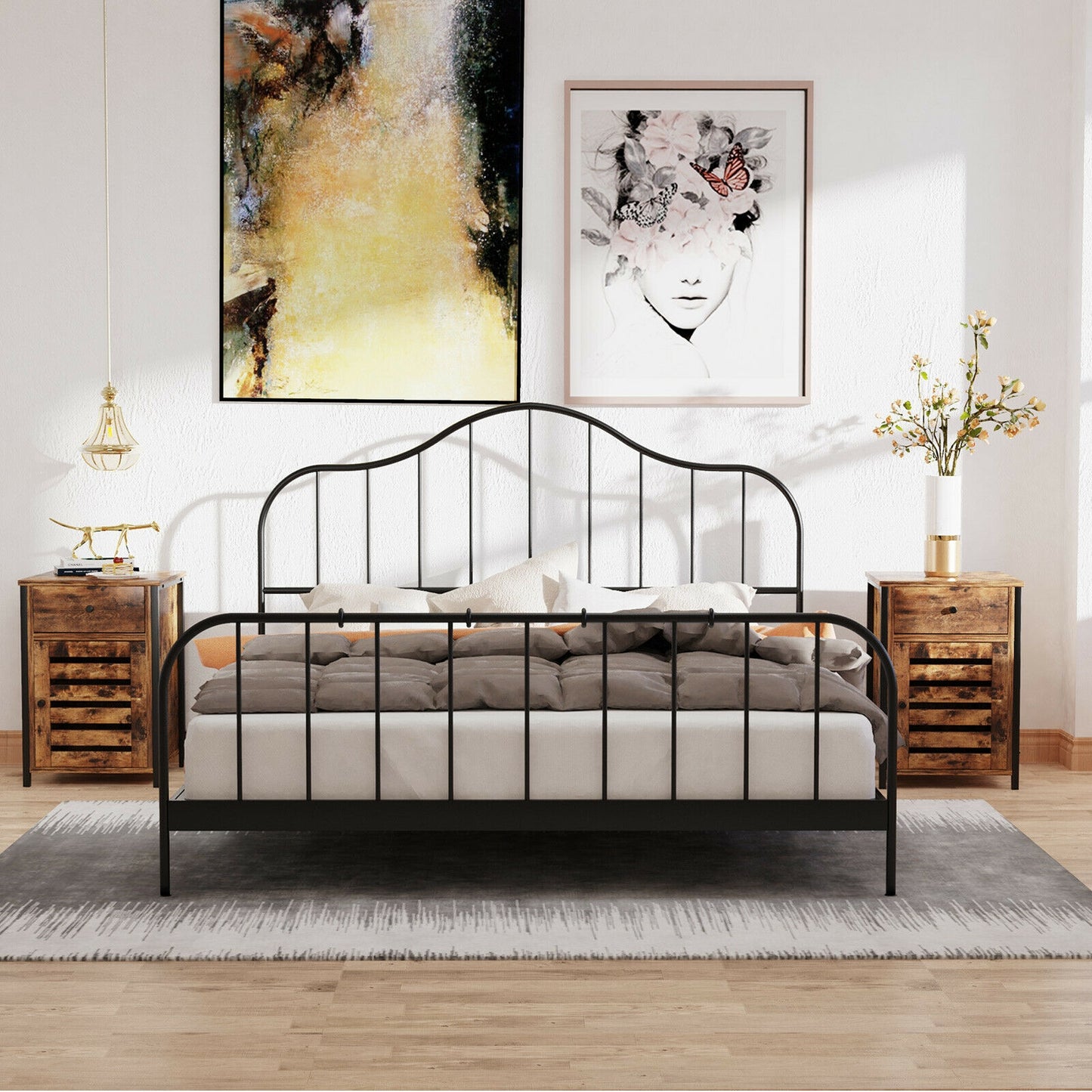Industrial Nightstand with Drawer and Adjustable Shelf Kids Crystal