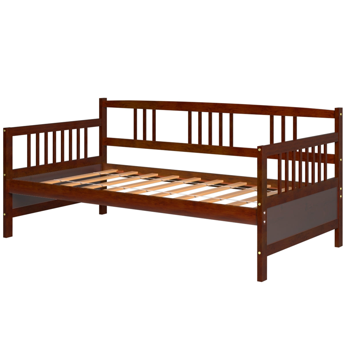 Twin Size Wooden Slats Daybed Bed with Rails-Cherry Kids Crystal