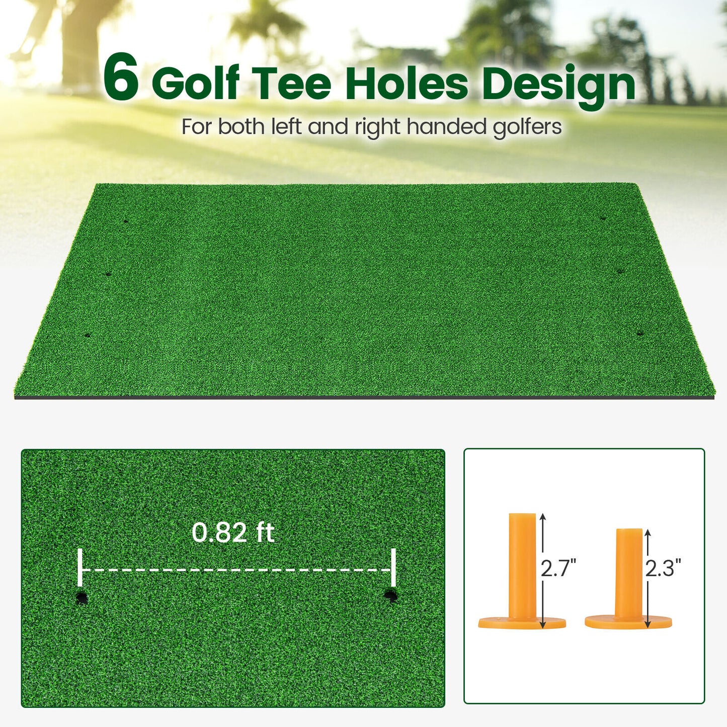 5 x 3 ft Artificial Turf Grass Practice Mat for Indoors and Outdoors-27mm Kids Crystal