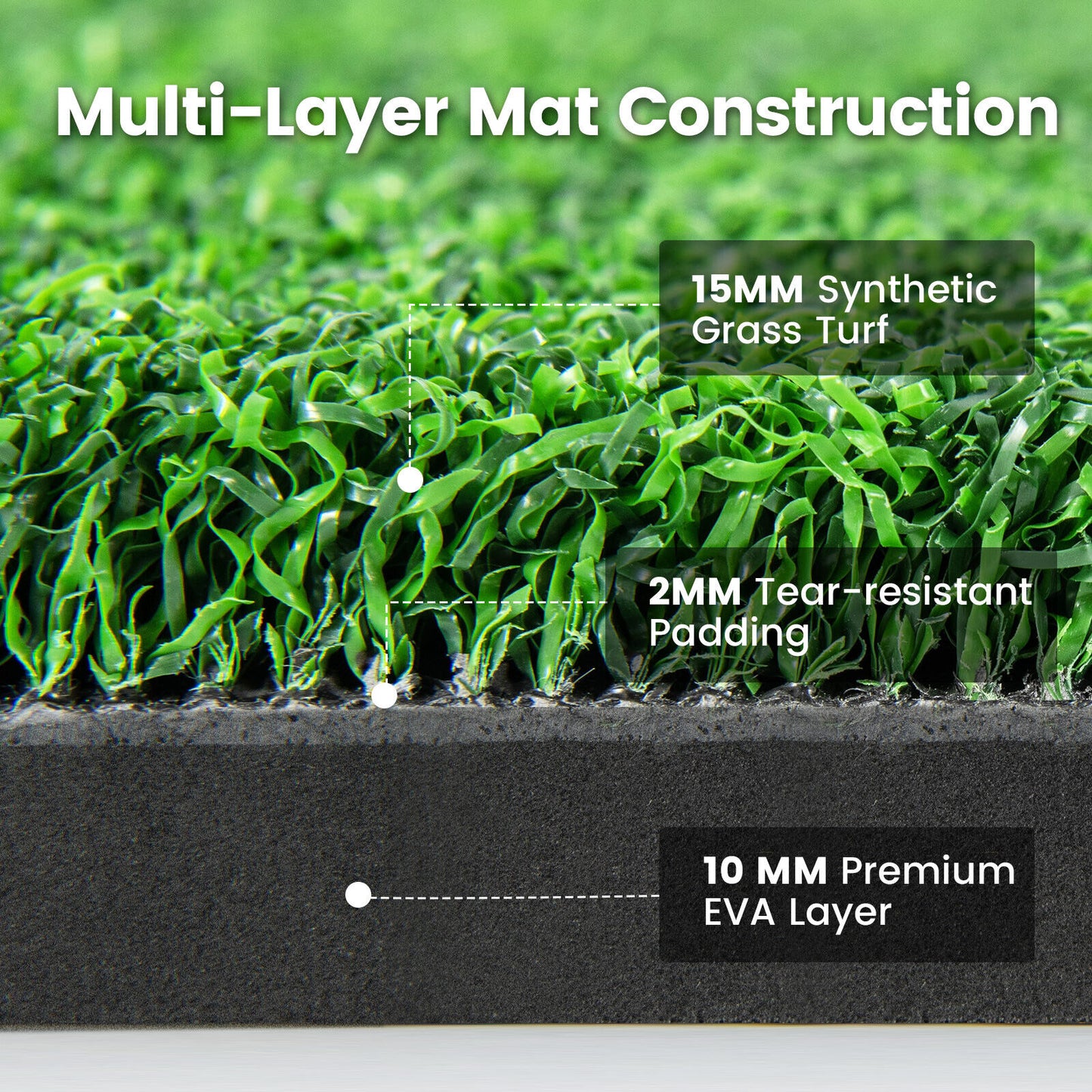 5 x 3 ft Artificial Turf Grass Practice Mat for Indoors and Outdoors-27mm Kids Crystal