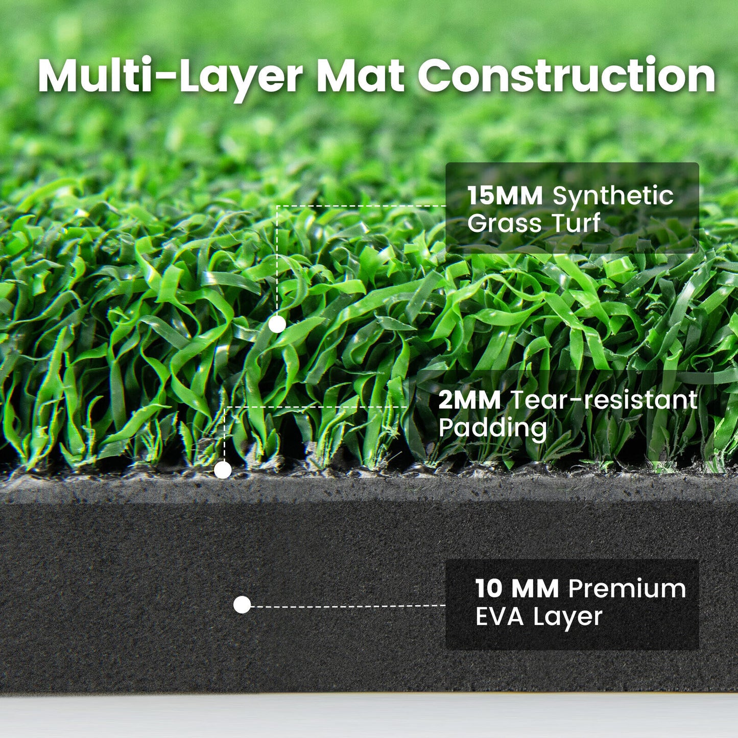 Artificial Turf Mat for Indoor and Outdoor Golf Practice Includes 2 Rubber Tees and 2 Alignment Sticks-27mm Kids Crystal