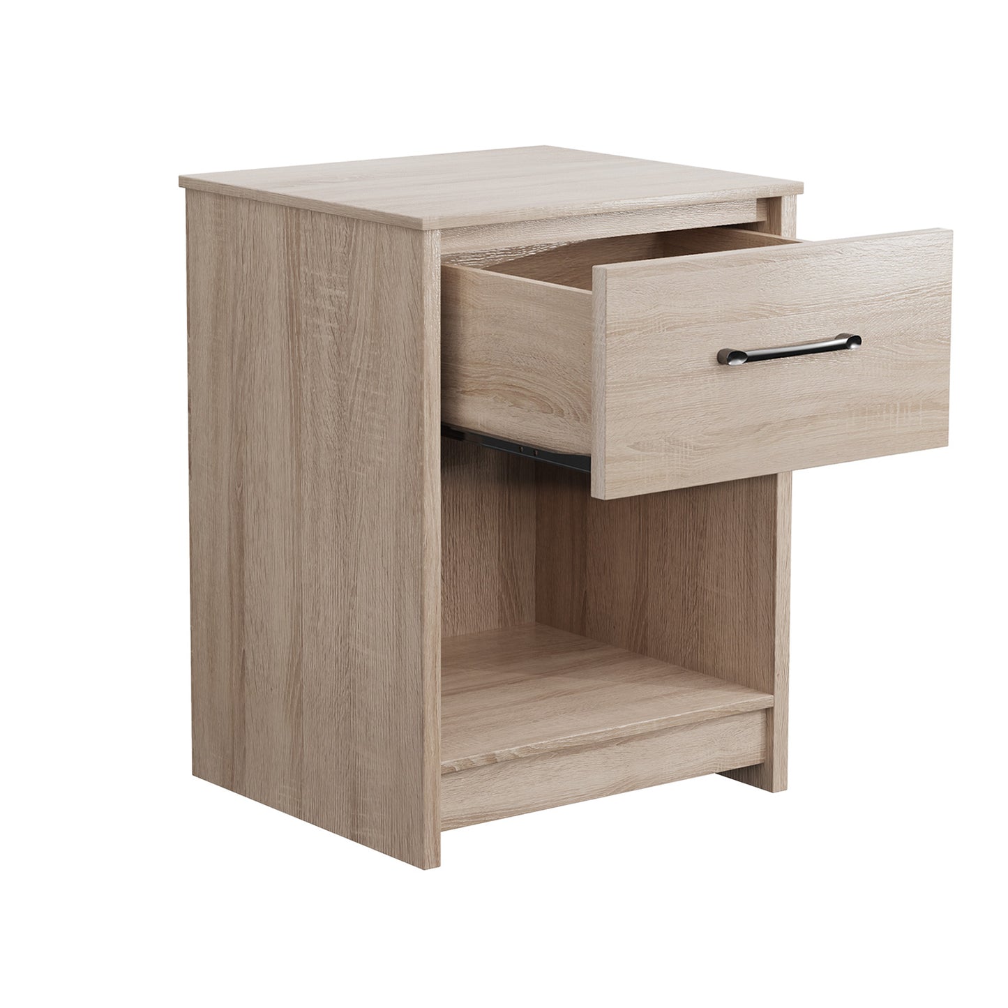 Wooden End Side Table Nightstand with Drawer Storage Shelf-Natural Kids Crystal