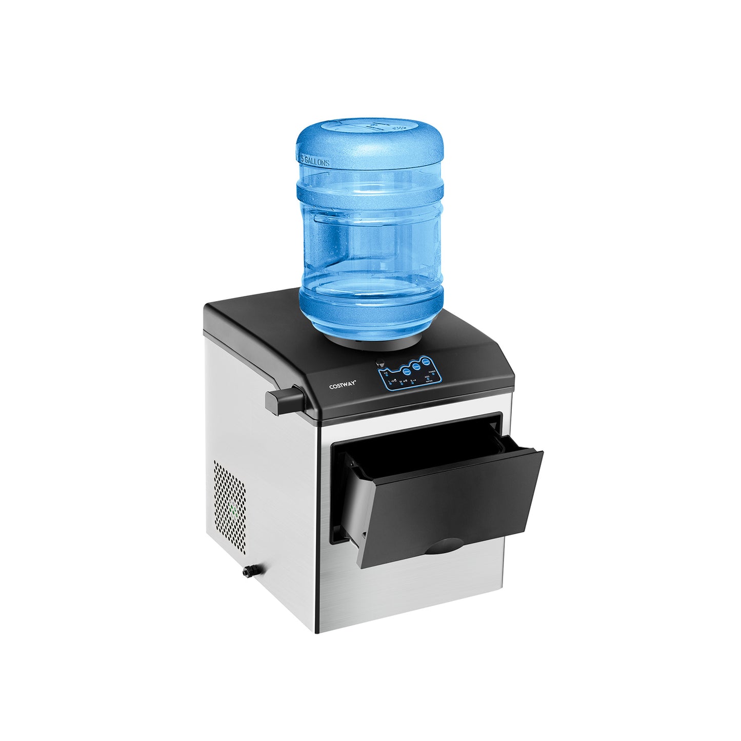 2-in-1 Stainless Steel Countertop Ice Maker with Water Dispenser Kids Crystal