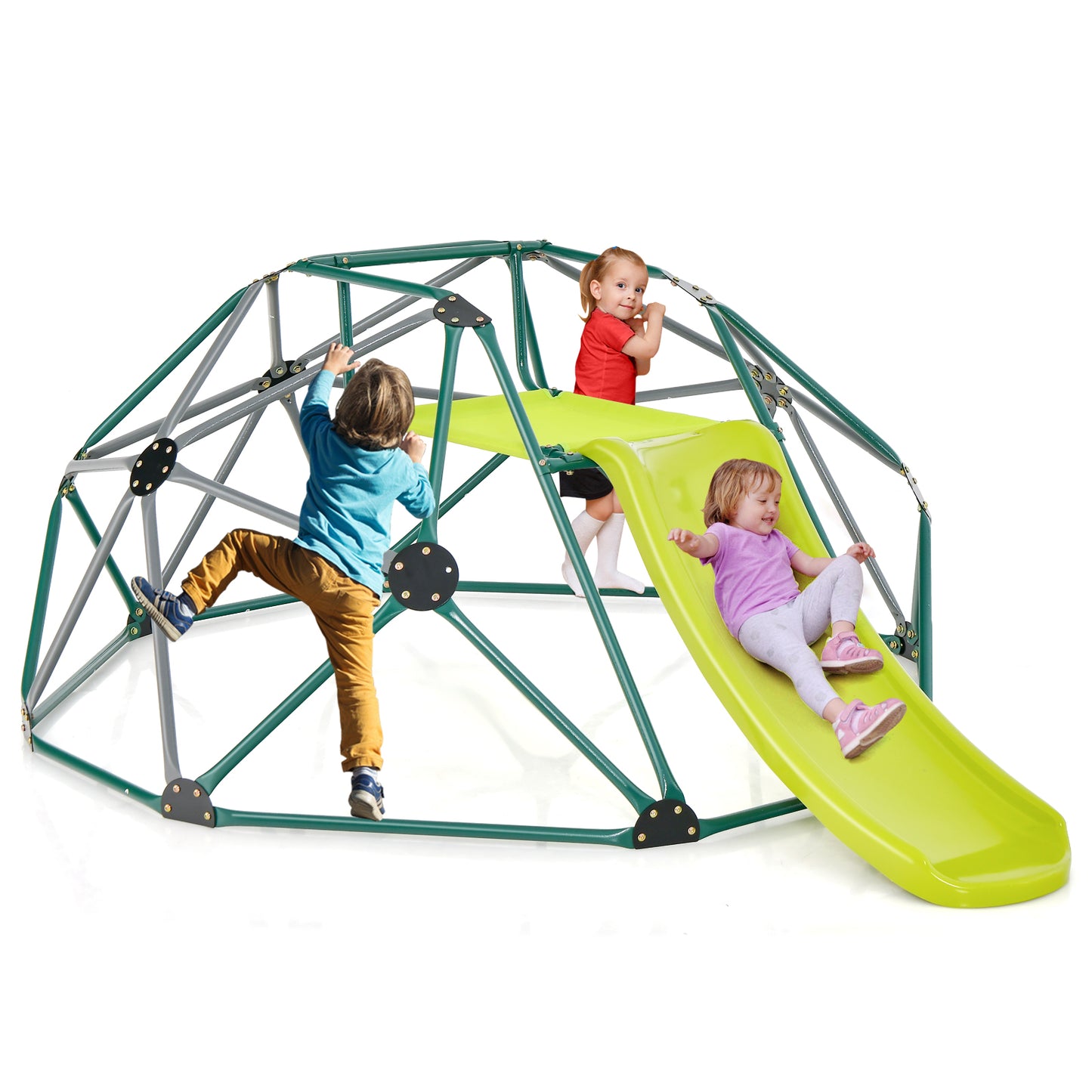 Kids Climbing Dome with Slide and Fabric Cushion for Garden Yard-Green Kids Crystal