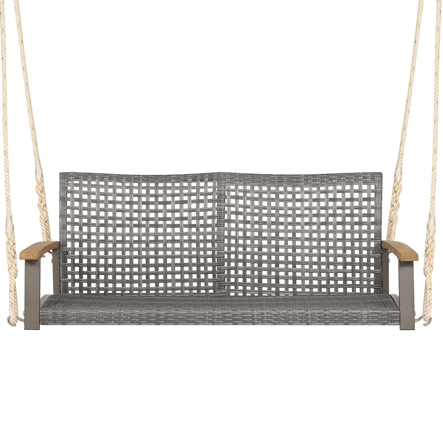 2-Person Patio Wicker Hanging Swing Chair-Off White Kids Crystal