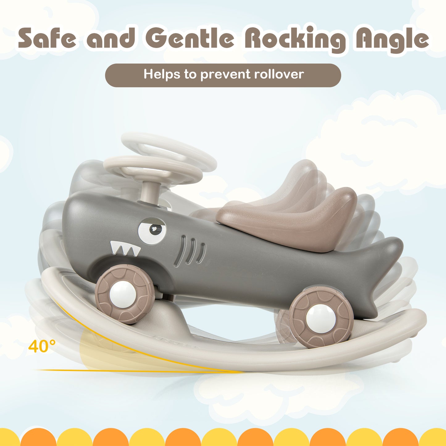 Convertible Rocking Horse and Sliding Car with Detachable Balance Board-Dark Gray Kids Crystal