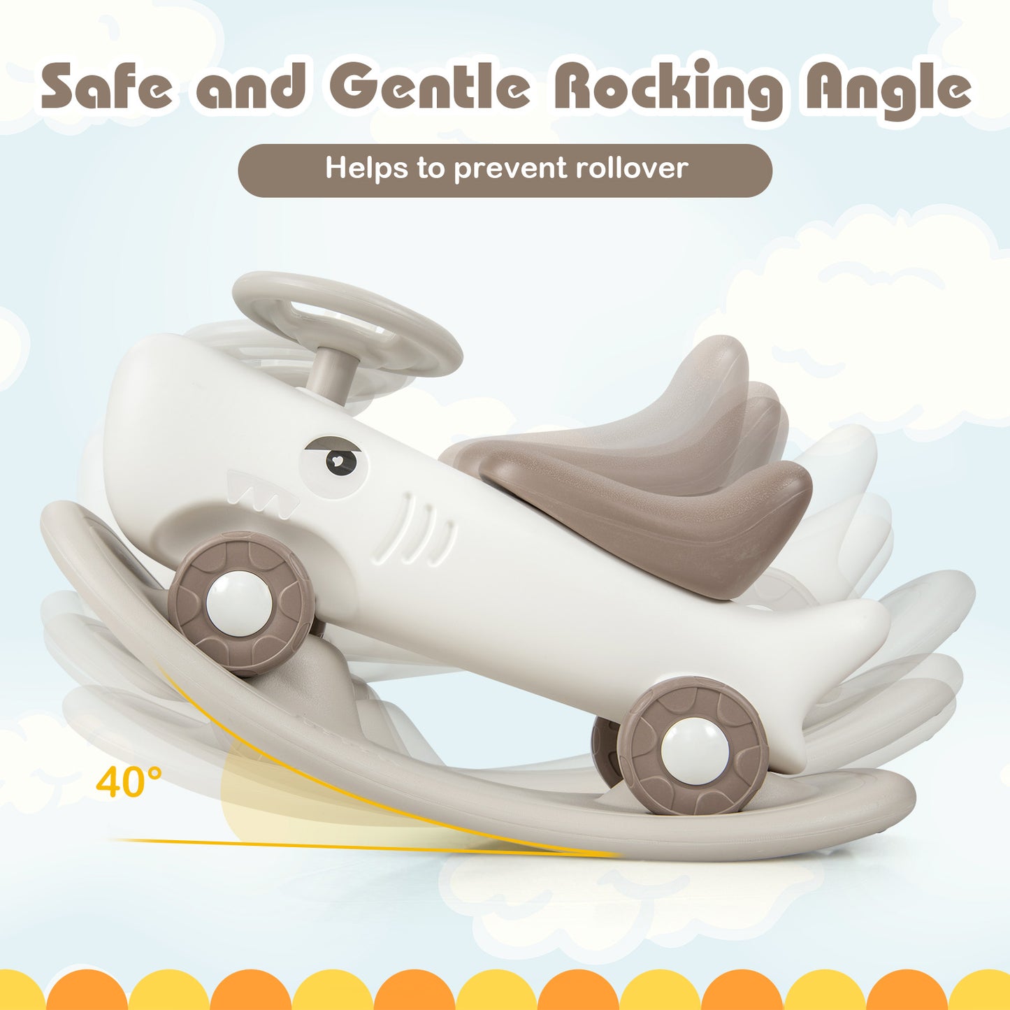 Convertible Rocking Horse and Sliding Car with Detachable Balance Board-White Kids Crystal