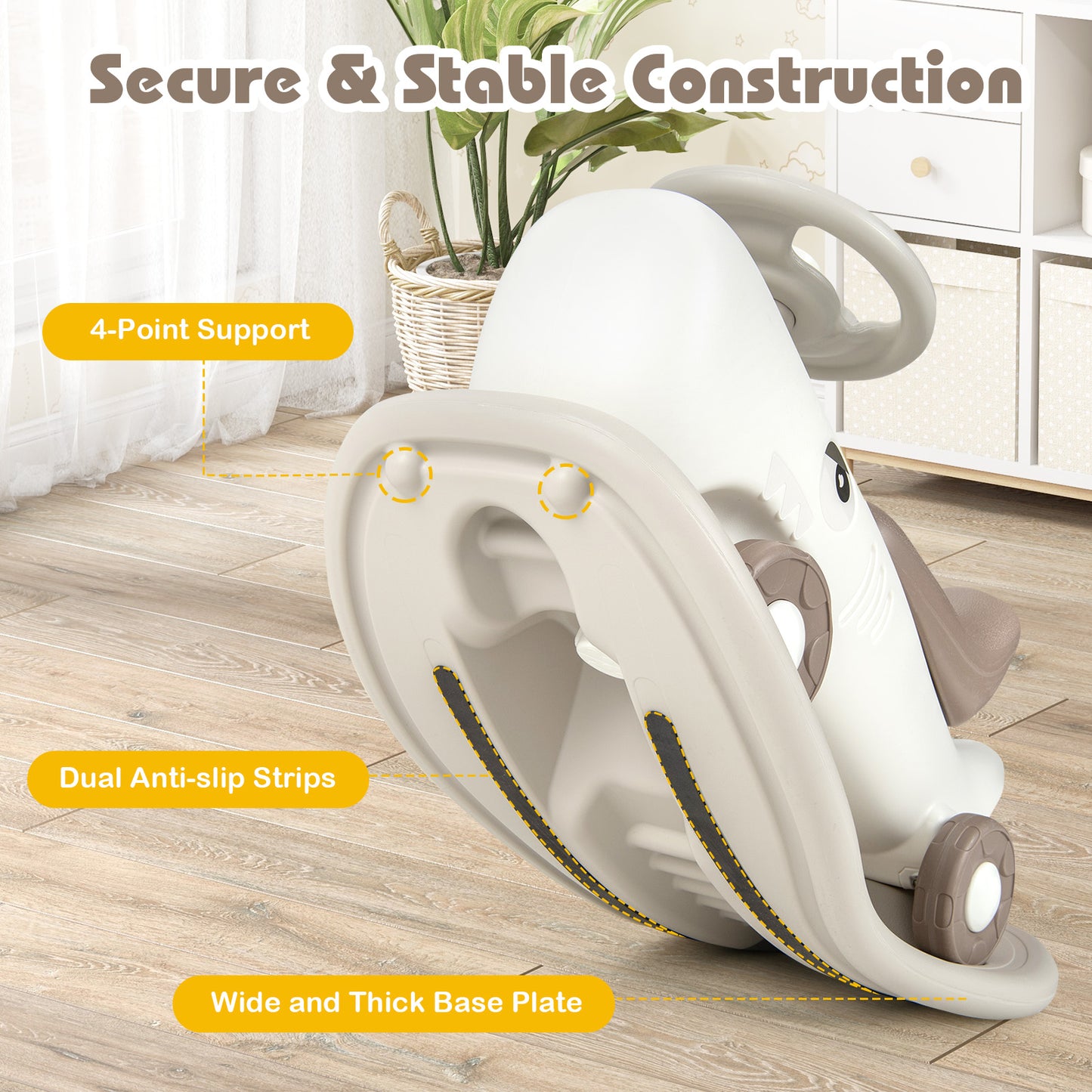 Convertible Rocking Horse and Sliding Car with Detachable Balance Board-White Kids Crystal