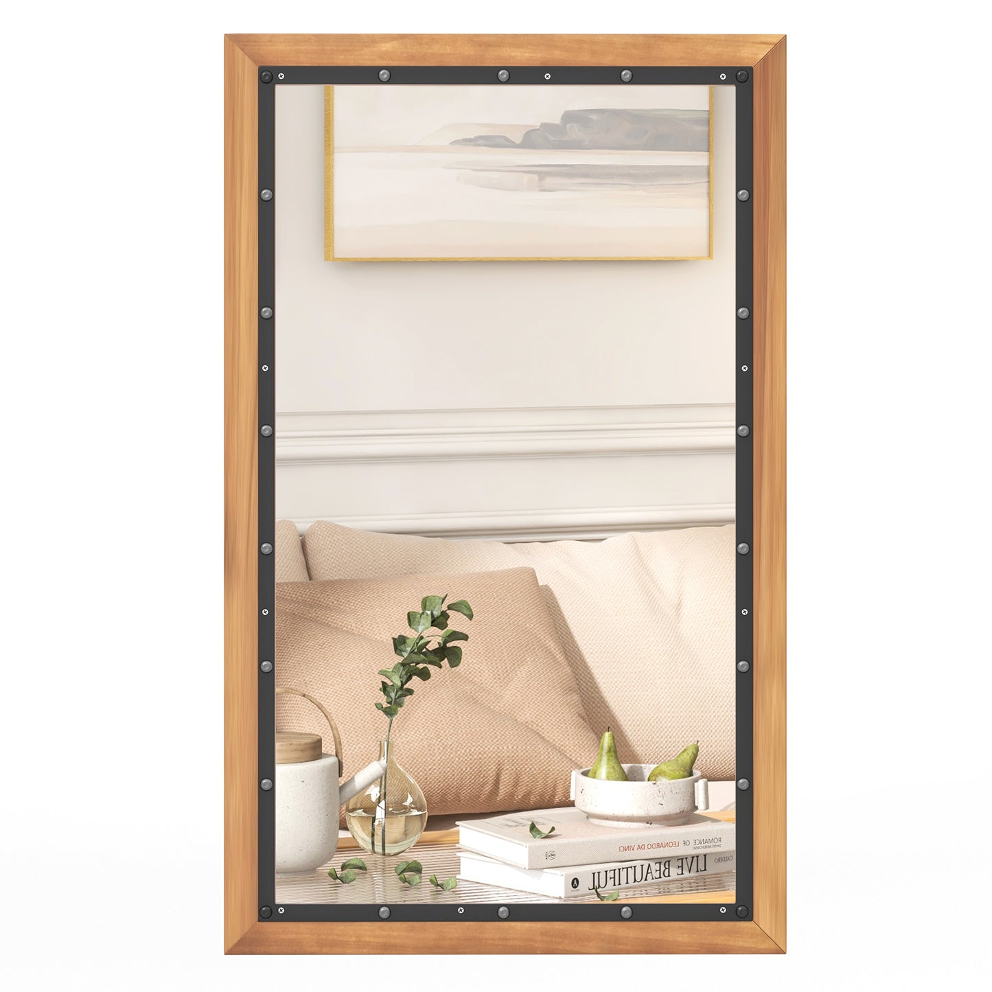 22 x 36 Inch Rectangular Frame Decor Wall Mounted Mirror with Back Board-Natural Kids Crystal