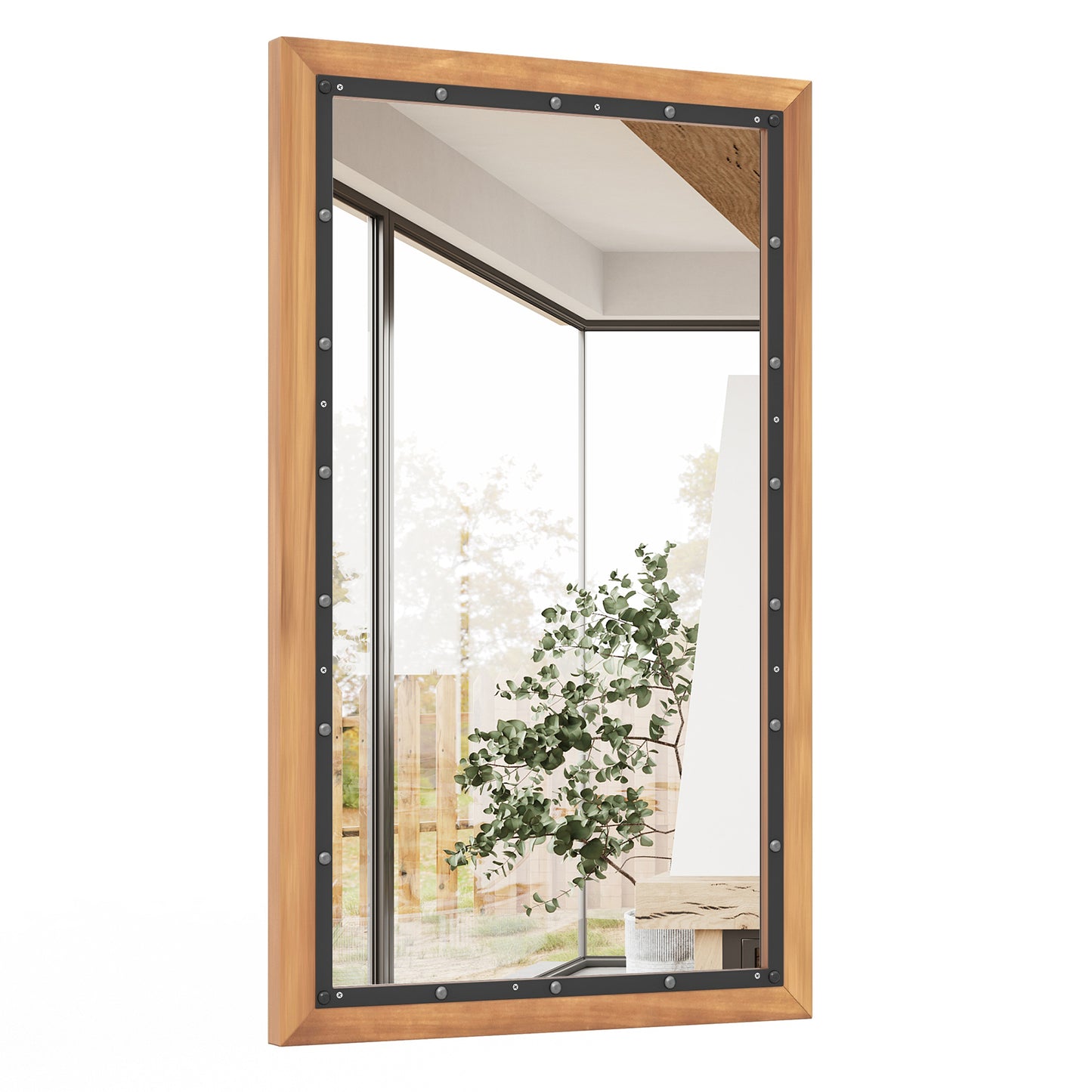 22 x 36 Inch Rectangular Frame Decor Wall Mounted Mirror with Back Board-Natural Kids Crystal