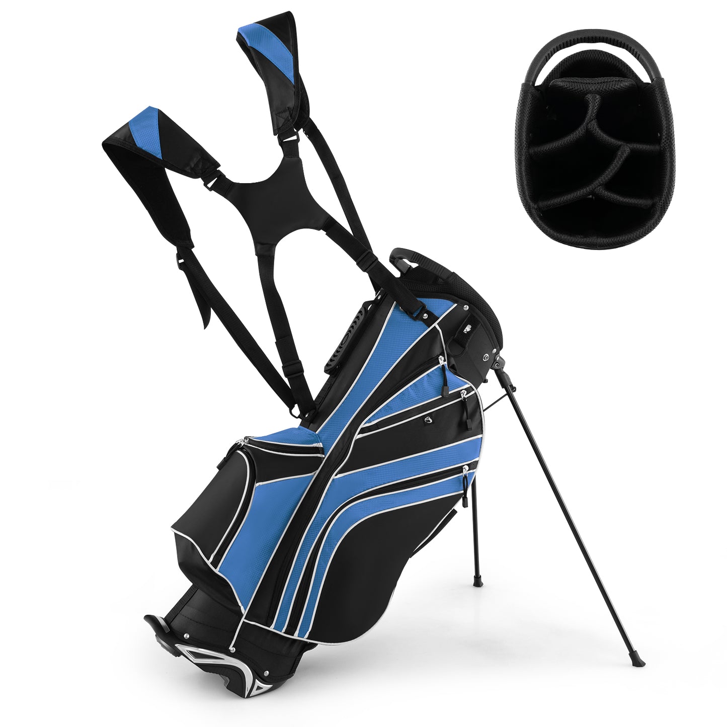 Golf Stand Cart Bag with 6-Way Divider Carry Pockets-Blue Kids Crystal