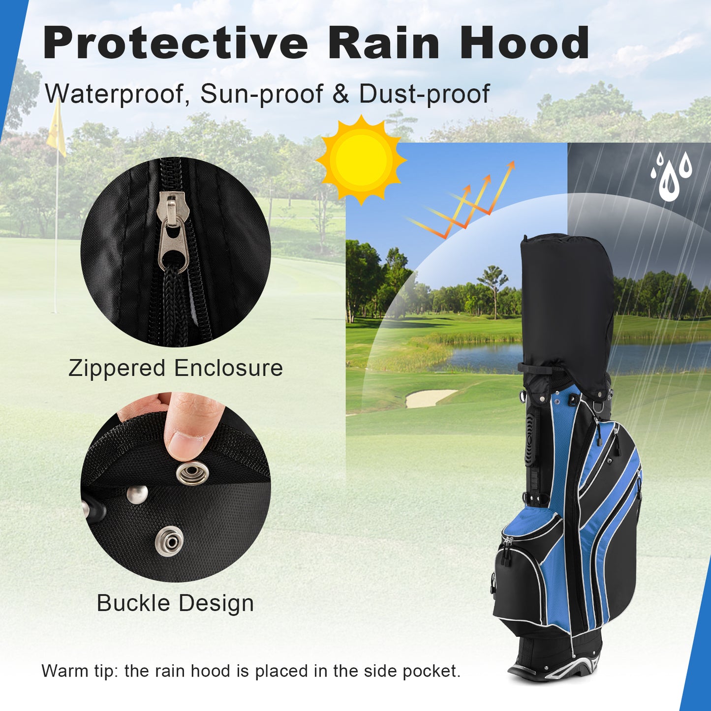 Golf Stand Cart Bag with 6-Way Divider Carry Pockets-Blue Kids Crystal