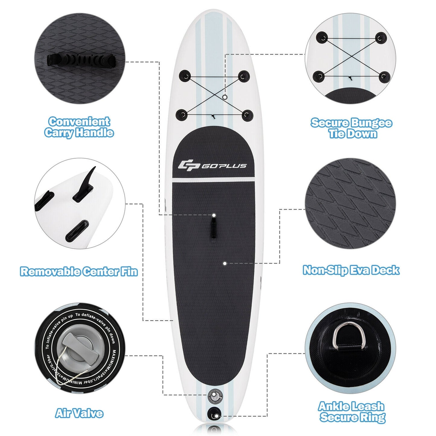 Inflatable Stand Up Paddle Board SUP with Paddle Pump Waterproof Bag-L Kids Crystal