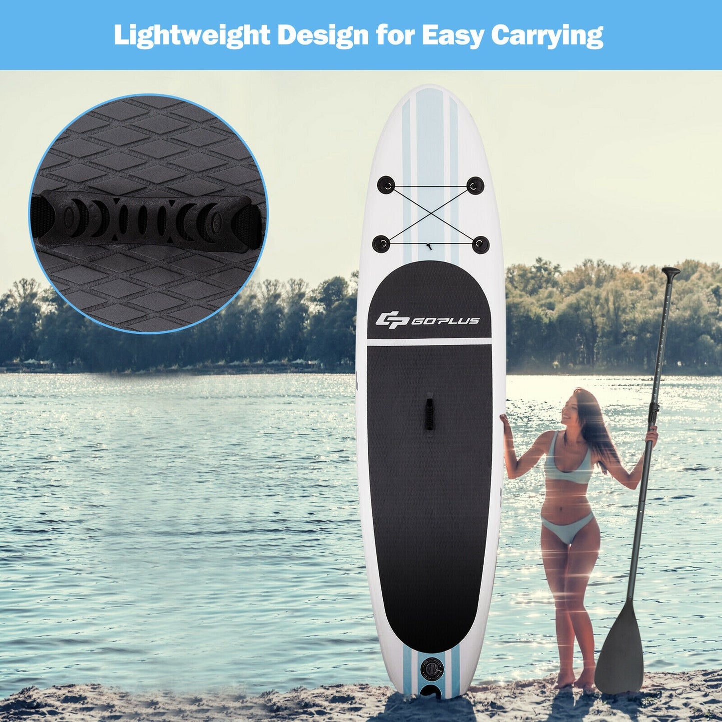 Inflatable Stand Up Paddle Board SUP with Paddle Pump Waterproof Bag-L Kids Crystal