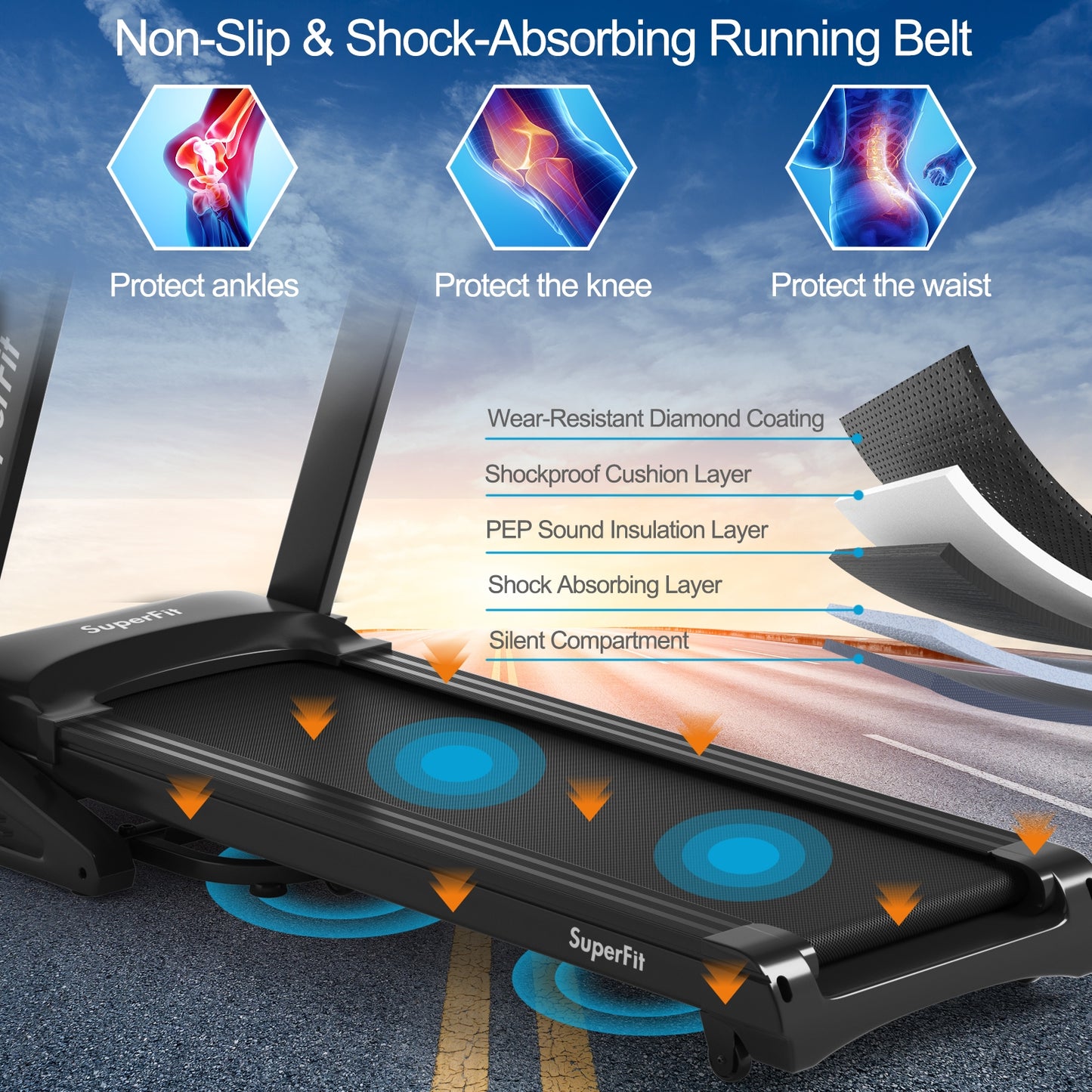 3.75HP Electric Folding Treadmill with Auto Incline 12 Program APP Control Kids Crystal