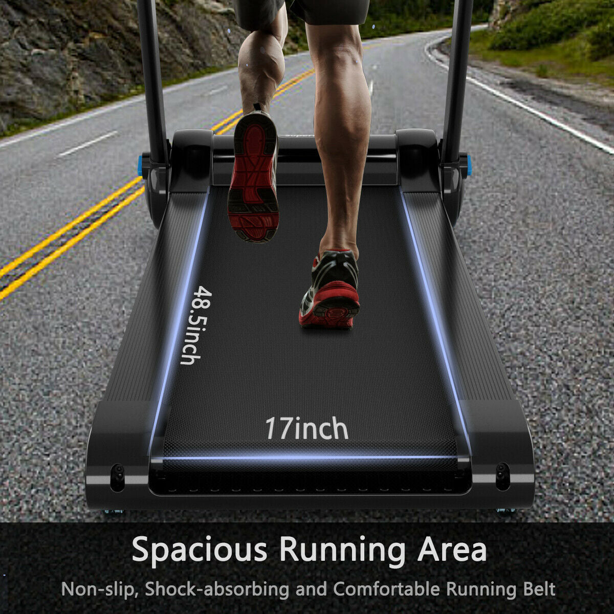 2.25HP Folding Treadmill Running Jogging Machine with APP heart rate bluetooth Kids Crystal