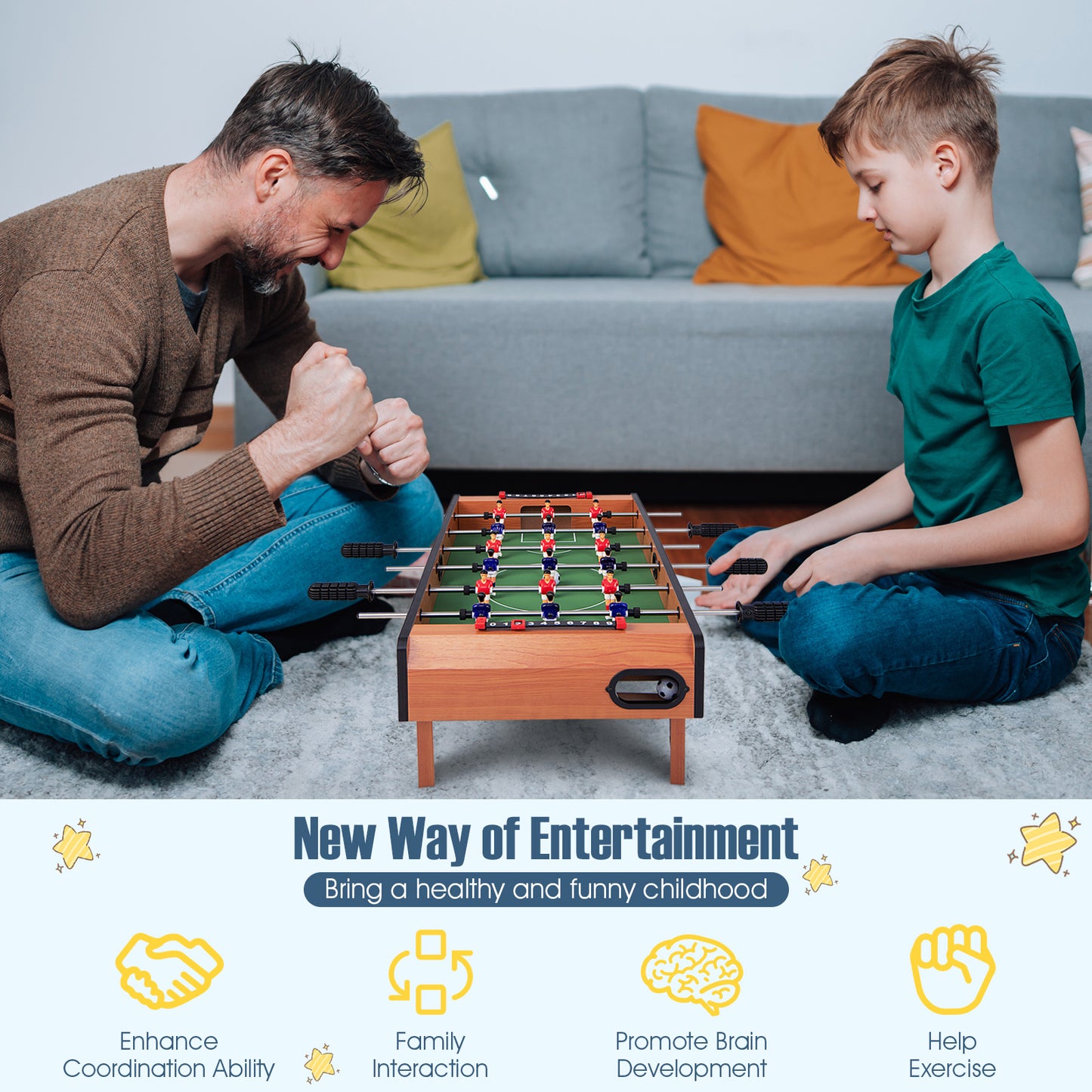 27 Inch Indoor Competition Game Foosball Table with Legs Kids Crystal
